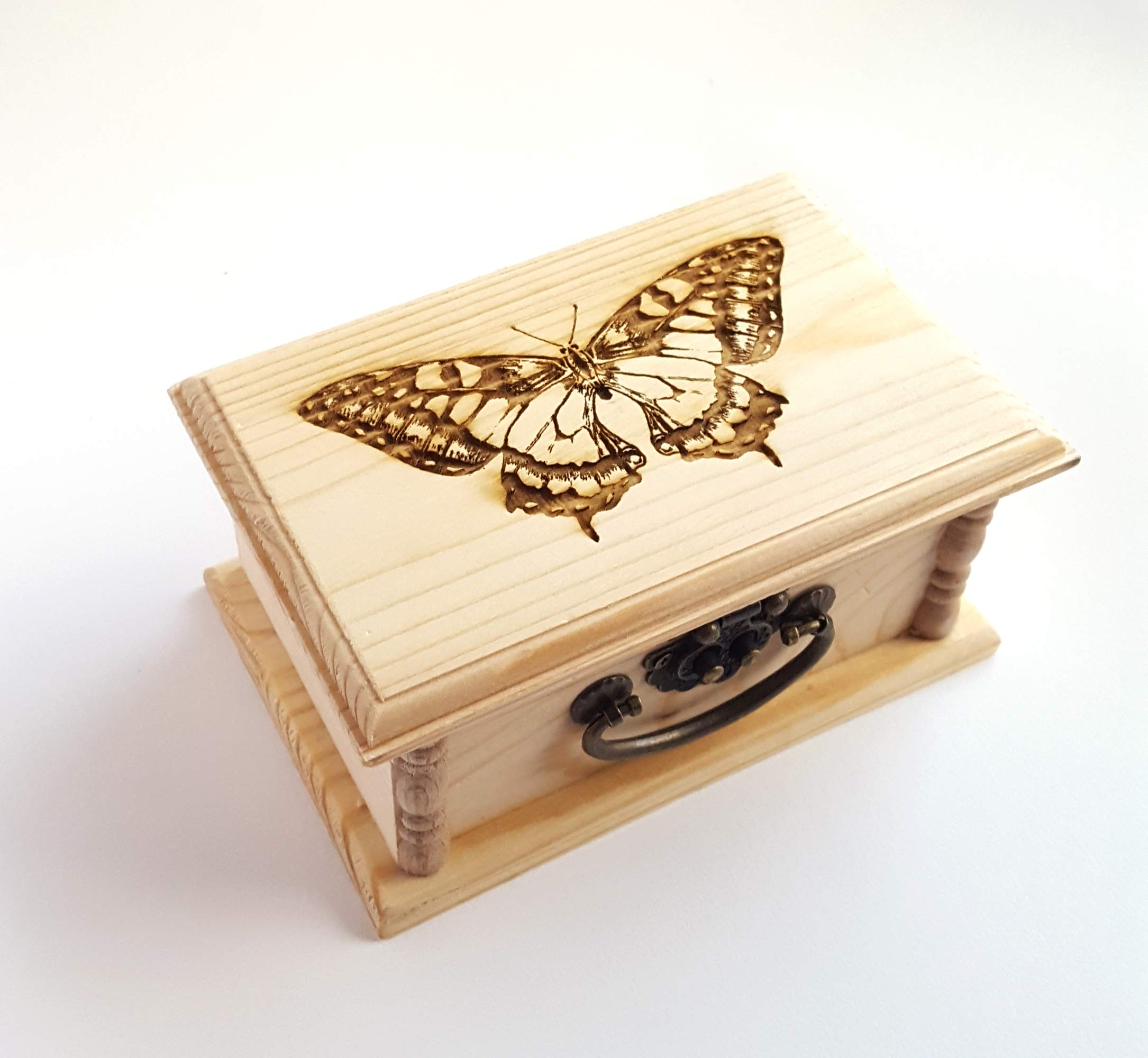 Handcrafted Swallowtail Butterfly Wooden Keepsake Box with Personalized Engraving - Decorative Jewelry Storage Box with Secure Latch for Rings, Necklaces & Small Treasures | Perfect Custom Gift for Weddings, Anniversaries & Special Occasions