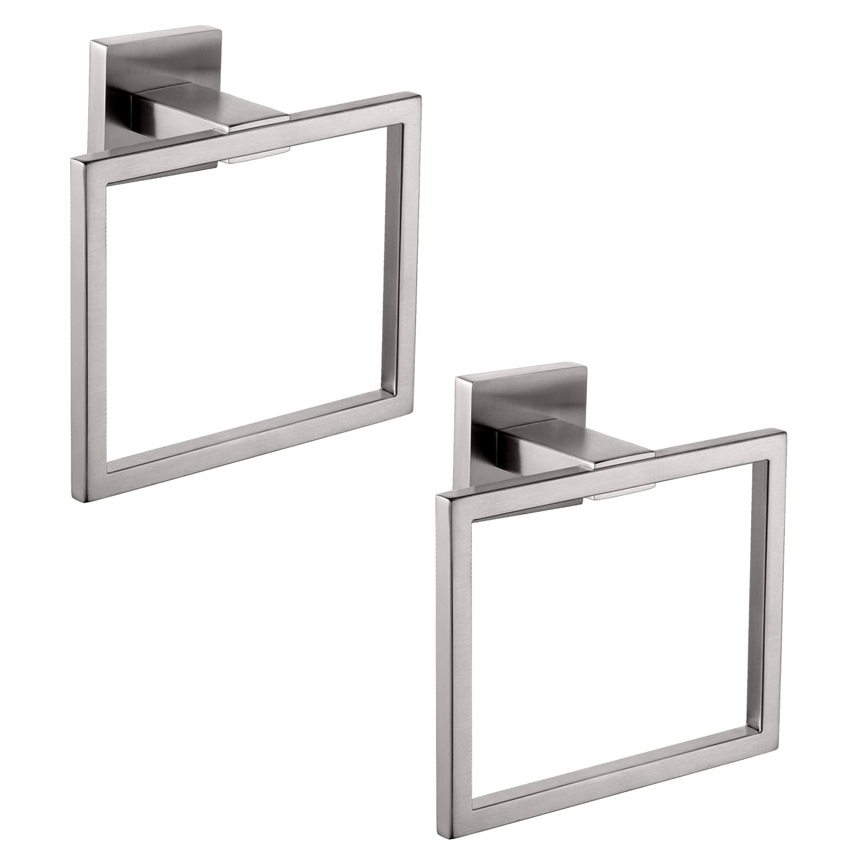 KOKOSIRI 2-Pack Stainless Steel Bath Towel Rings - Wall Mounted Towel Hanger & Rack for Bathroom (Brushed Steel, B3004BR-P2) - Perfect for Spa, Hotel & Home Bathroom Organization