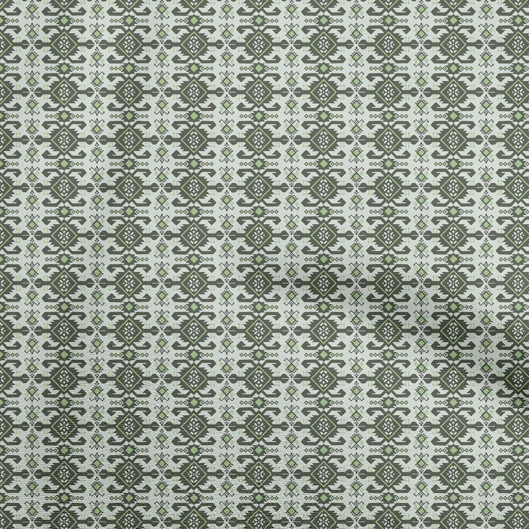 oneOone Silk Tabby Green Asian Kilim Fabric by The Yard - 42 Inch Wide Printed DIY Sewing Material for Clothing, Home Decor & Crafts | Perfect for Dresses, Curtains & Upholstery