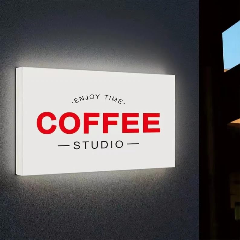 Custom LED Light Box with Acrylic Front - Personalized Logo Sign for Coffee Shops, Hotels & Retail Stores - Indoor Business Advertising & Decorative Lighting (Circle Shape)