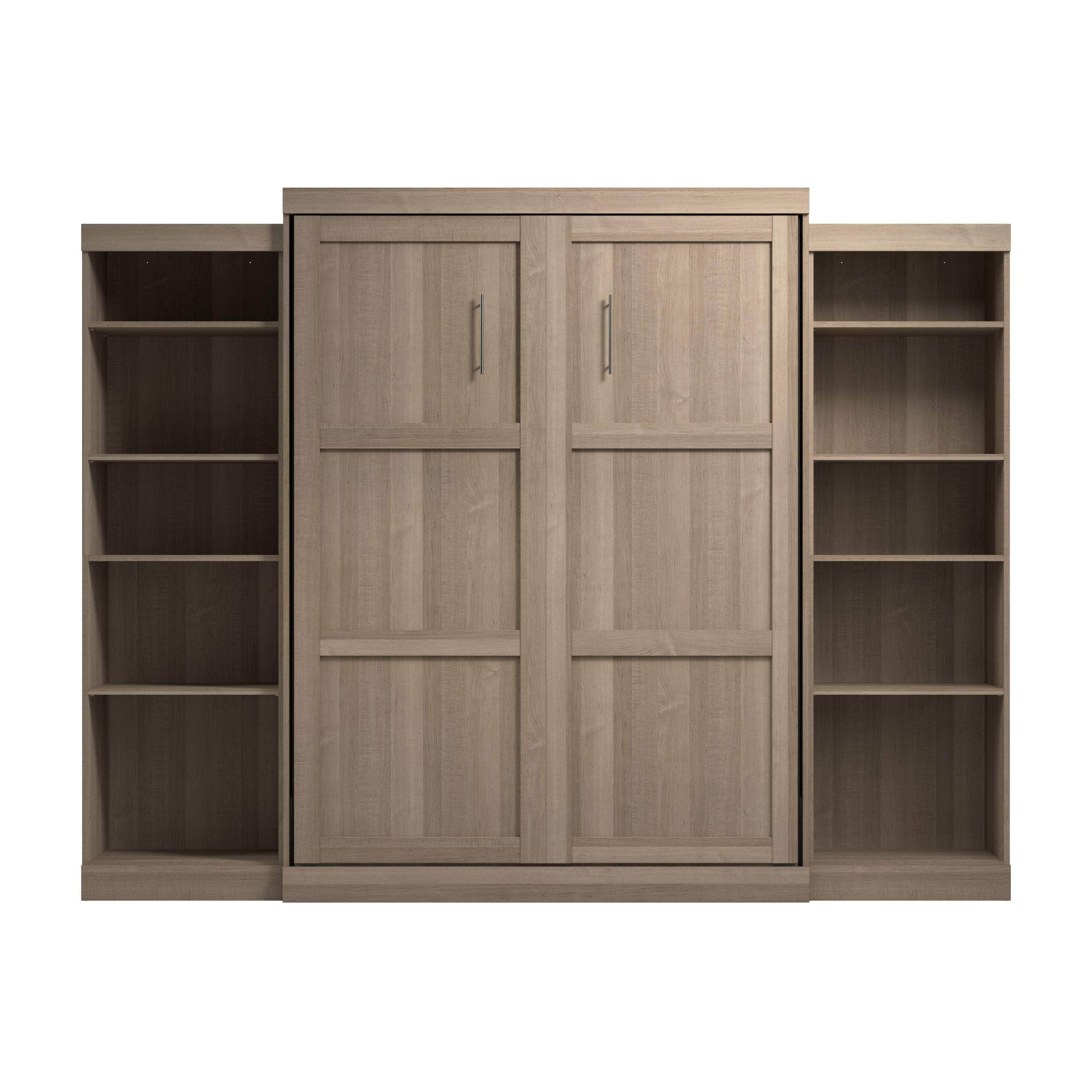 Pur Queen Murphy Wall Bed with 2 Storage Units (115W) - 7 Color Options | Space-Saving Foldable Bed for Small Apartments, Guest Rooms & Home Offices
