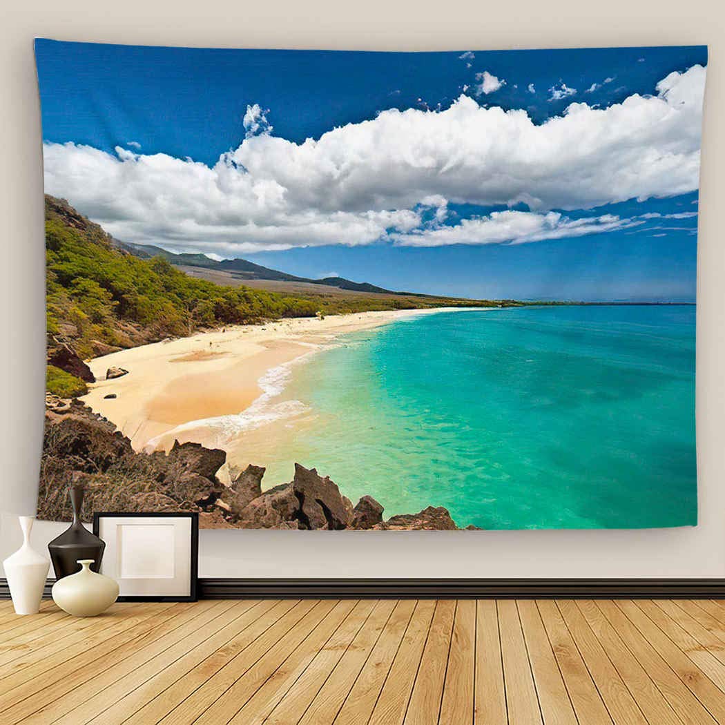 Hawaii Tapestry Wall Hanging - Makena Beach Maui Landscape Art, 60x80 Inch Tropical Beach Decor for Bedroom, Living Room, Picnic Mat & Beach Cover | Perfect for Boho, Coastal & Vacation Home Decor