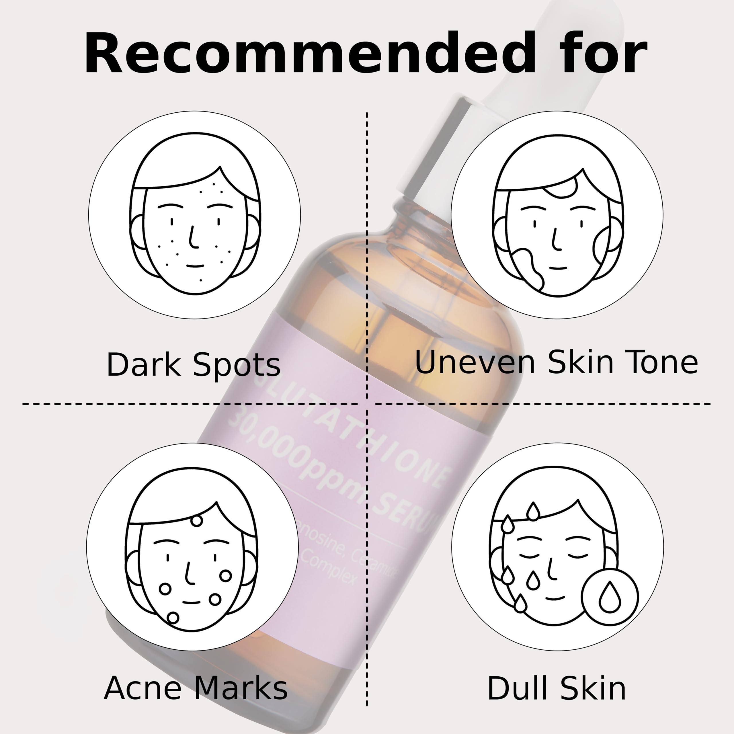 Pure Glutathione Concentrate Serum 30,000ppm with Niacinamide & Hyaluronic Acid - Brightens Skin, Reduces Dark Spots & Acne Scars - Korean Skincare for Sensitive Skin - Perfect for Daily Anti-Aging Routine & Hyperpigmentation Treatment