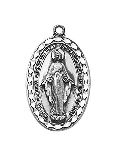 1home Silver Miraculous Medal - Religious Catholic Jewelry for Women & Men - Perfect for Baptism, First Communion, Confirmation & Daily Wear