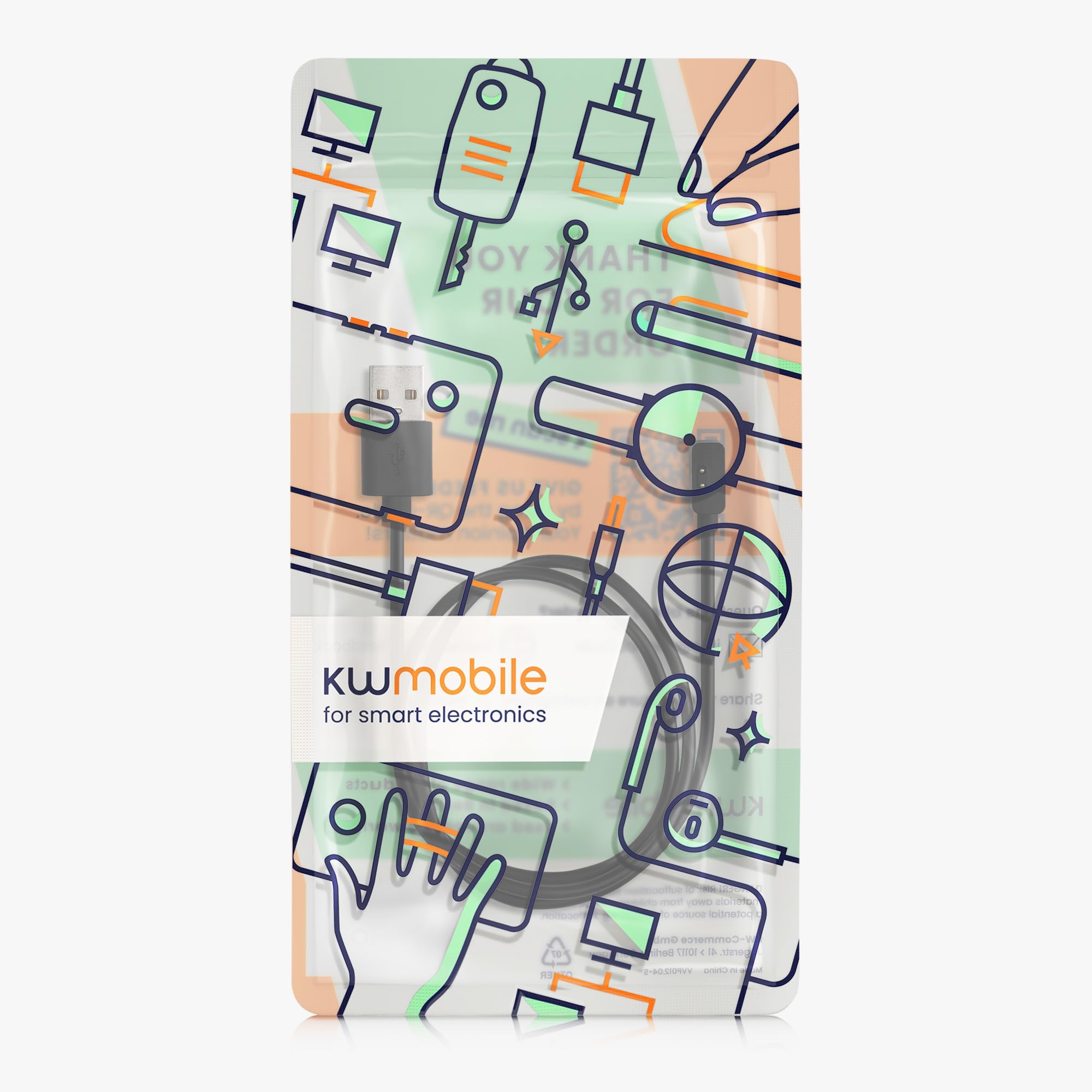kwmobile USB Charging Cable for Xiaomi Redmi Watch 2 Lite/3 Lite - Fast Charging Cord for Smartwatch - Durable Nylon Braided Black Cable - Perfect for Home, Office & Travel Use