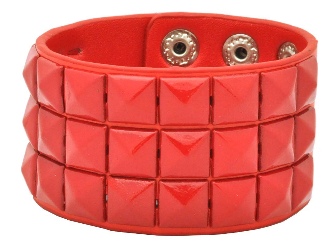 Rock Star Red Leather Bracelet with Studs - Punk Fashion Accessory for Concerts, Parties & Everyday Wear
