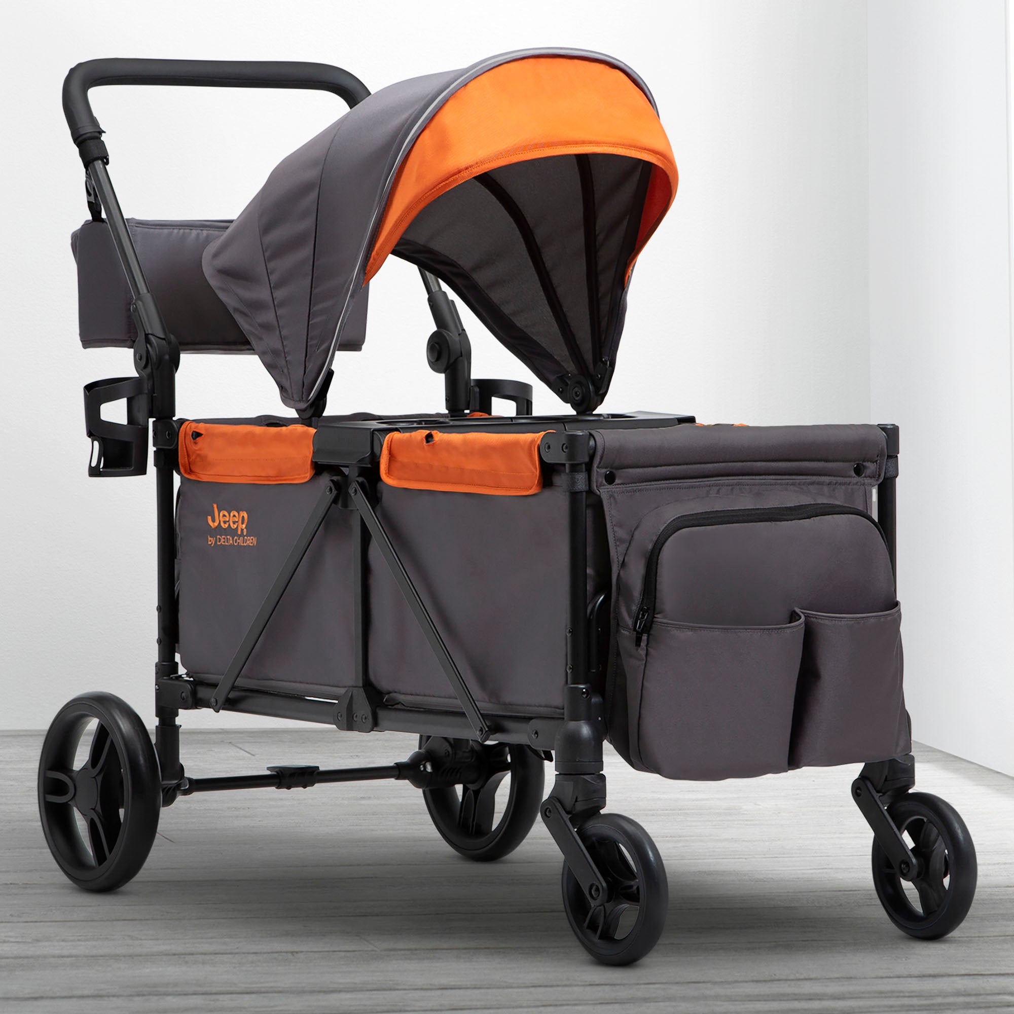 Jeep Sport All Terrain Stroller Wagon - Heavy Duty 4 Wheel Push Wagon for Kids, Beach, Camping & Outdoor Adventures