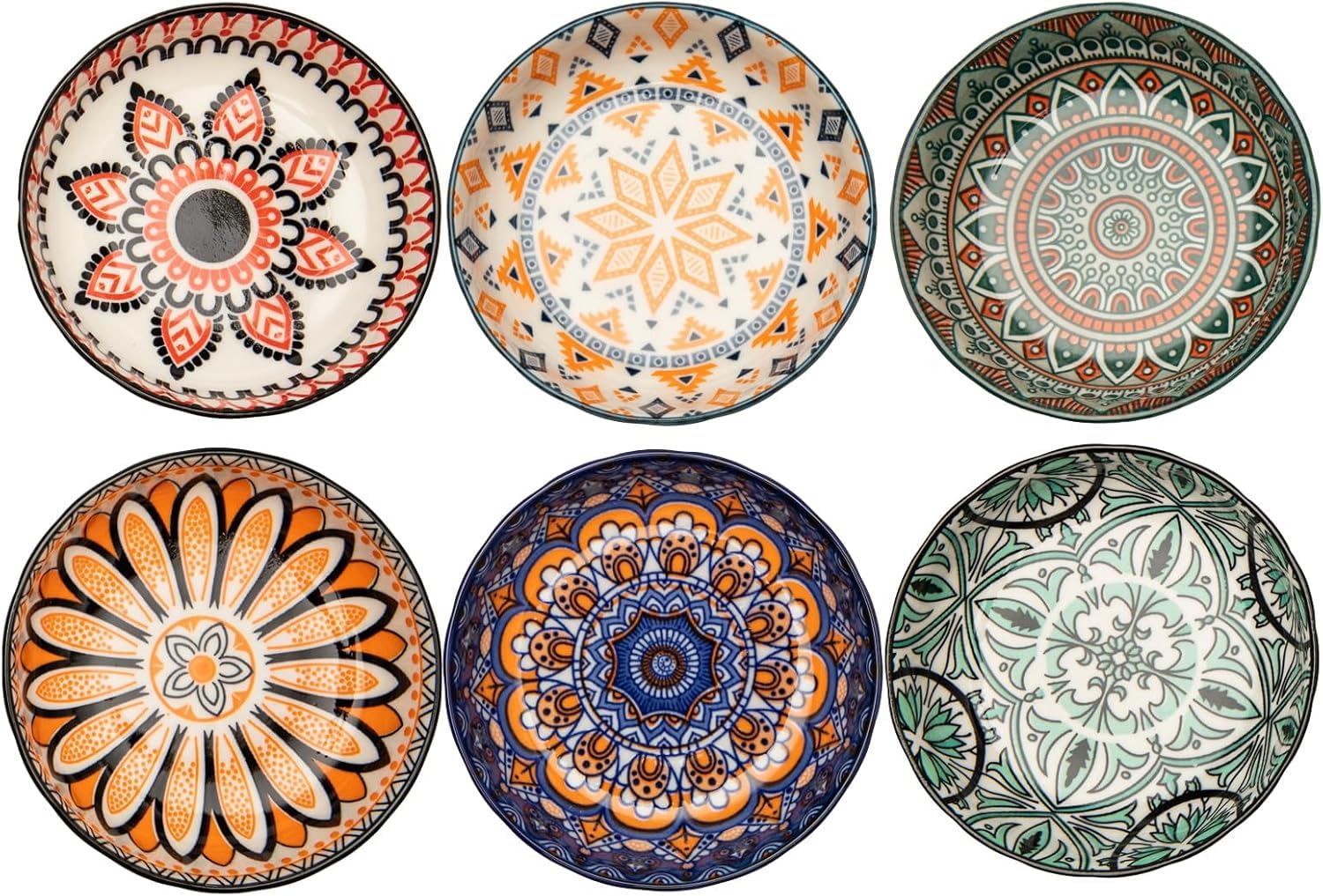 TuYines Porcelain Tapas Dishes Set - 6pcs 10cm Ceramic Snack Bowls for Sushi, Soy Sauce & Dips | Perfect for Appetizers, Party Serving & Small Bites