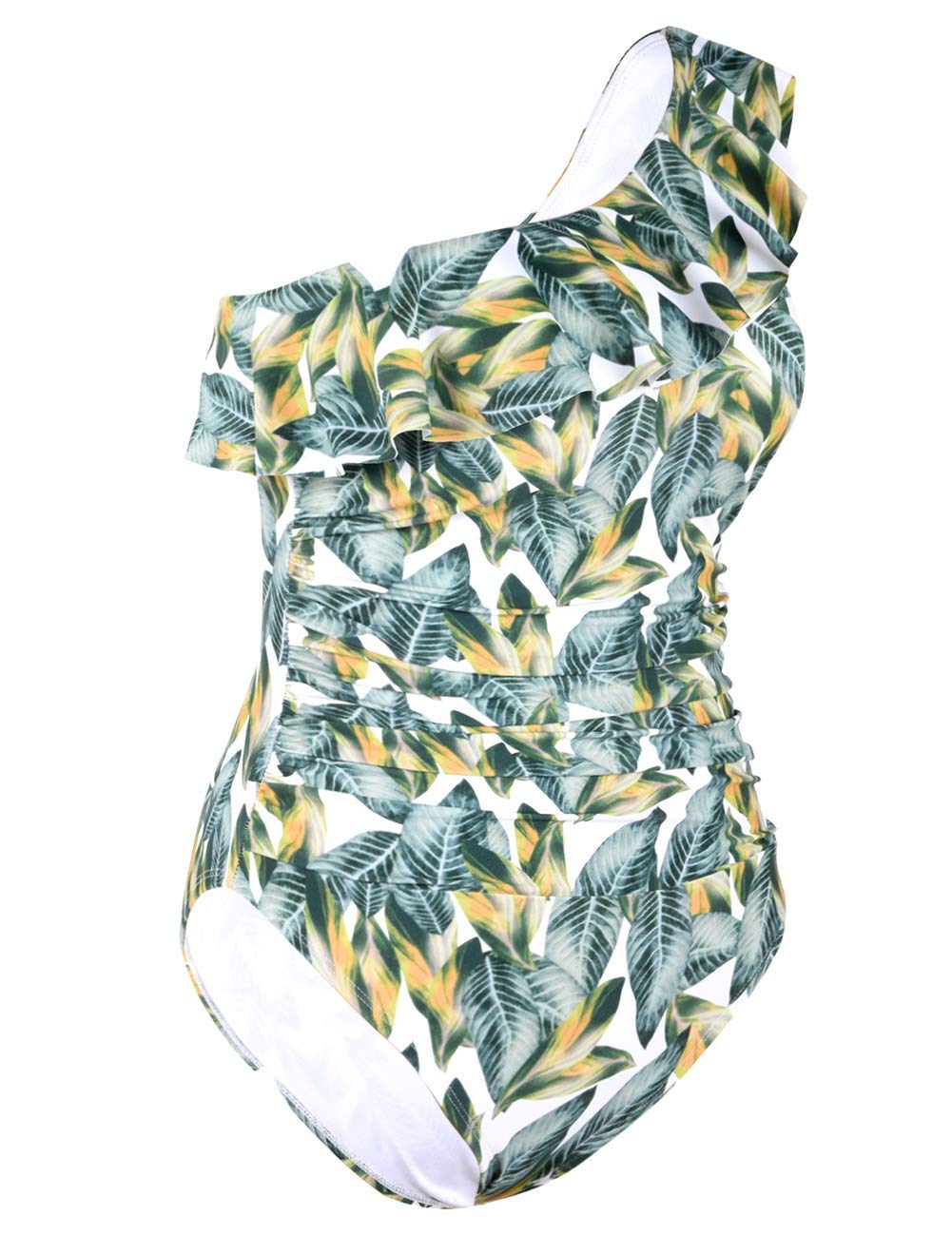 Hilor Women's Tummy Control One Piece Swimsuit - Asymmetric One Shoulder Bathing Suit for Women | Beach Vacation, Pool Party, Summer Swimwear