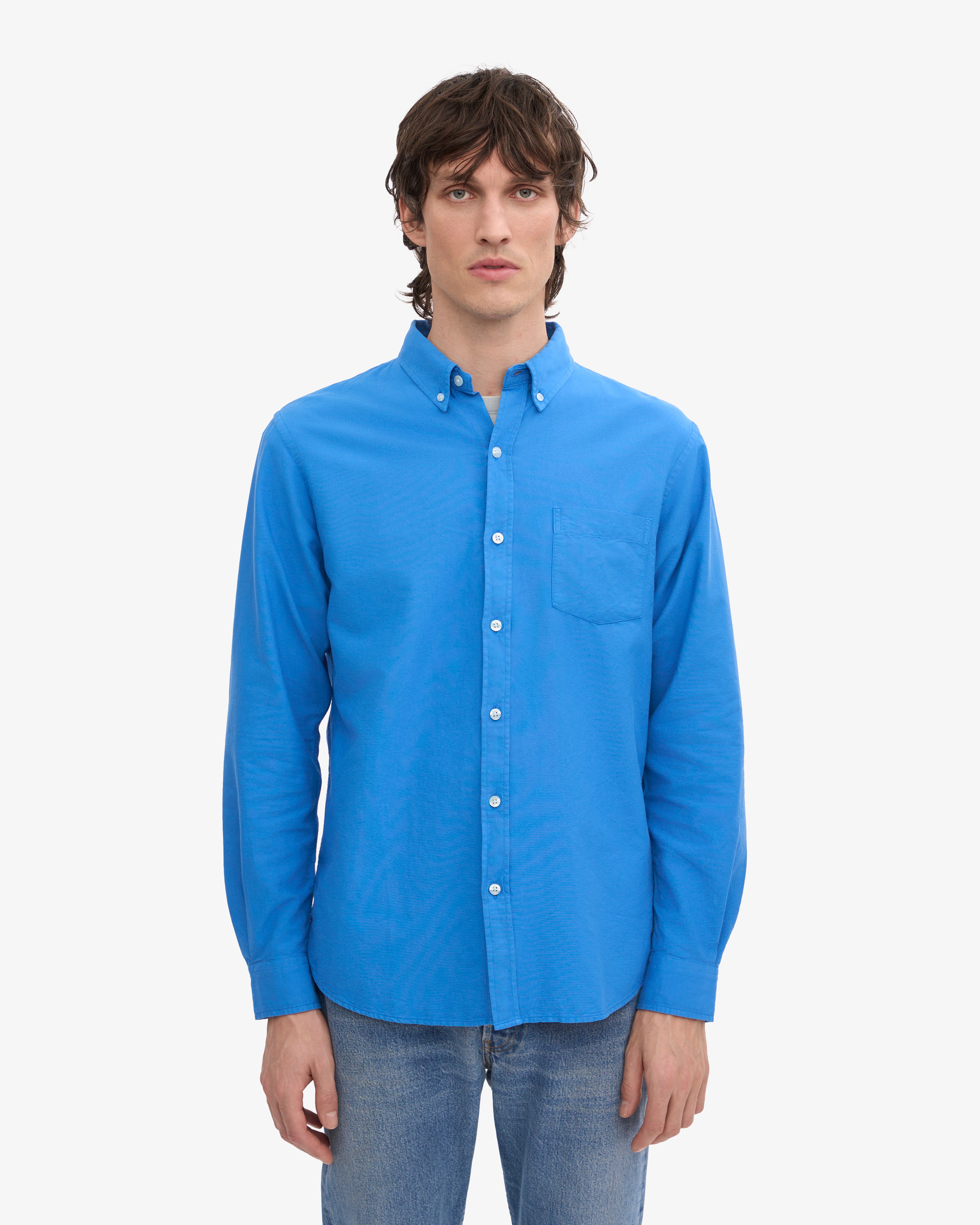 Premium Organic Cotton Button Down Shirt for Men - Soft & Breathable Pacific Blue Casual Dress Shirt - Perfect for Office, Business Meetings & Smart Casual Outfits