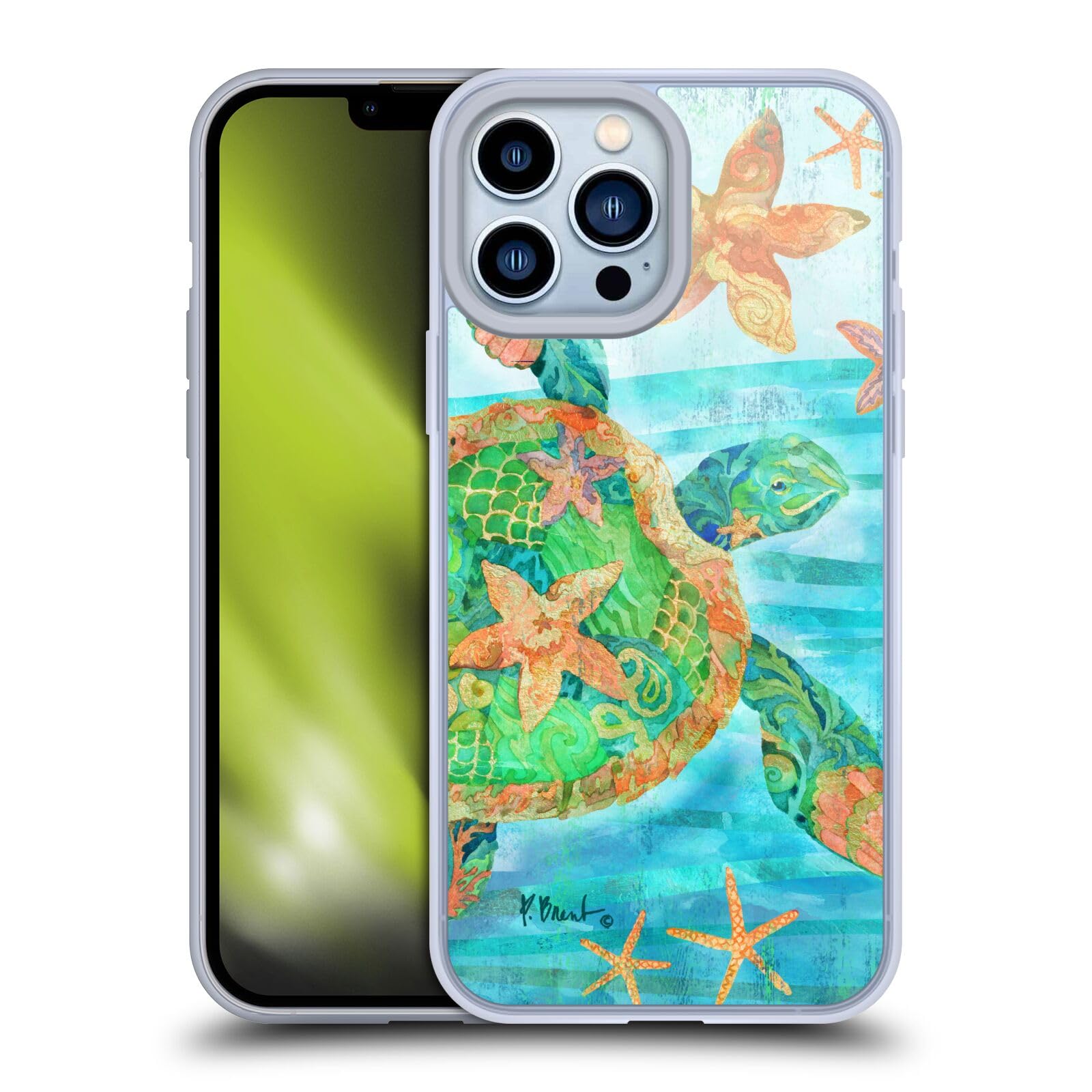 Officially Licensed Paul Brent Nassau Turtle Coastal Soft Gel Case for iPhone 13 Pro Max - Durable Protective Phone Cover with Artistic Design, Perfect for Beach Vacations & Outdoor Adventures