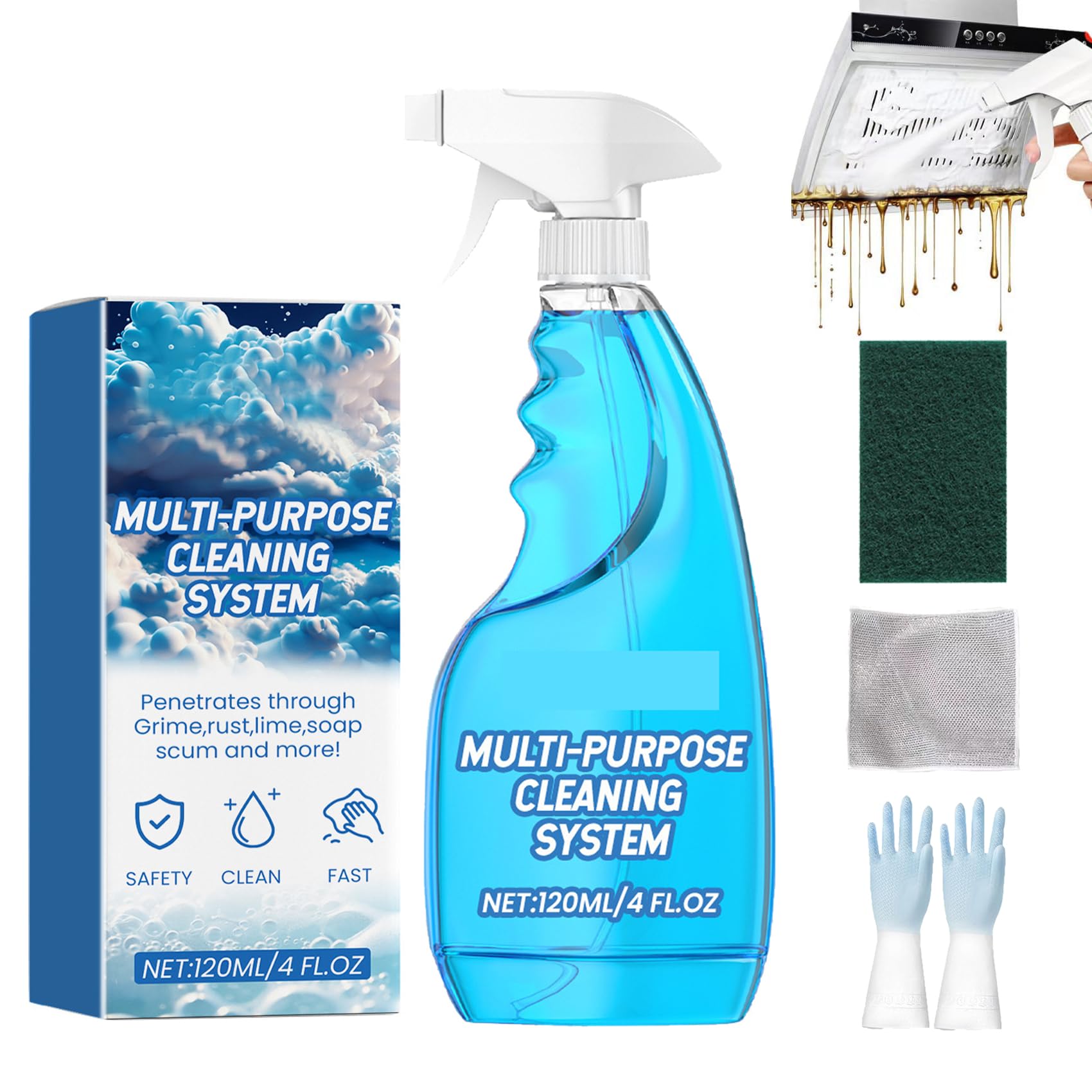 **KCRPM Splash Spray Multi-Purpose Cleaner – Foam Spray Tablets & Spray Bottle for Oven, Kitchen, Countertops – Powerful Degreaser & Stain Remover – Ideal for Home, Restaurant, and Commercial Use**