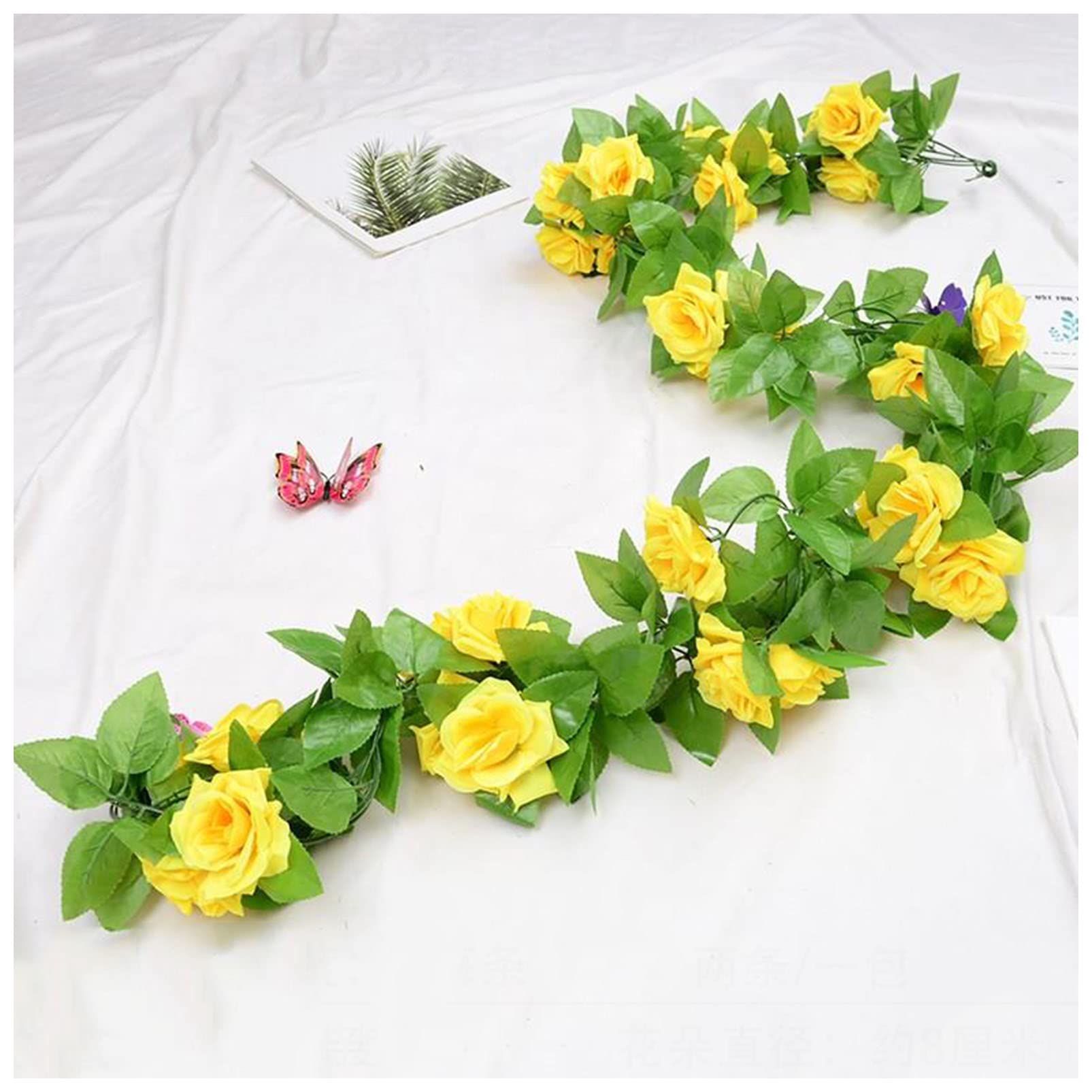 Artificial Rose Vine Flowers Garland - Silk Fake Roses for Wall Decor, Wedding, Party & Home Decoration (Multicolor) | Perfect for Bedroom, Living Room, Garden & Event Decorations