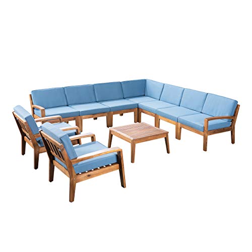 Teak Finish + Blue