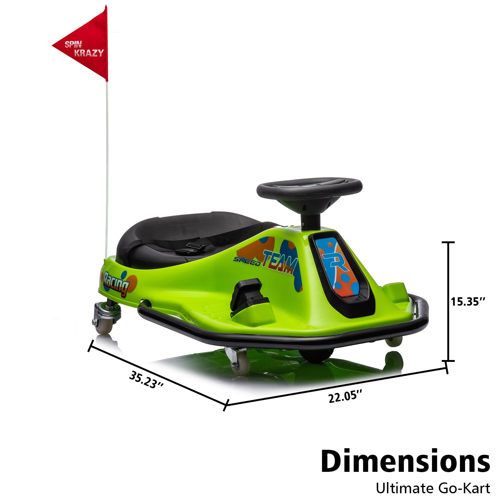 GARVEE 360° Rotating Electric Drift Go Kart for Kids - 24V Ride-On Race Car with Adjustable Speed, LED Lights & Music | Birthday Gift, Indoor/Outdoor Play, Backyard Racing Fun (Green)
