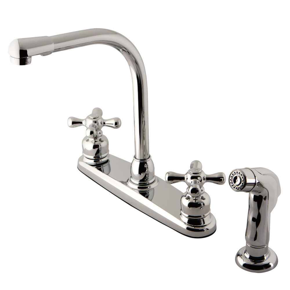 Kingston Brass KB711AXSP Victorian Centerset Kitchen Faucet - Elegant Single Handle Pull-Down Sprayer with High Arc Spout for Modern Farmhouse & Traditional Kitchens