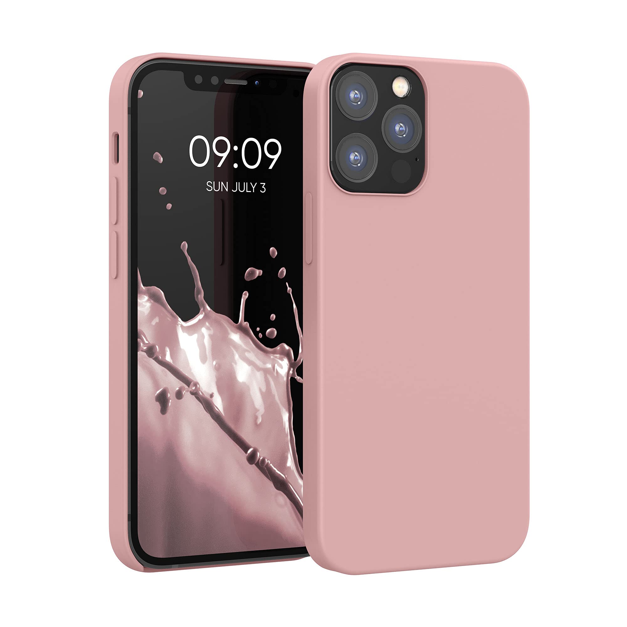 kwmobile Premium TPU Silicone Case for Apple iPhone 12 & iPhone 12 Pro - Soft Matte Finish, Shockproof Protection - Winter Rose Color - Perfect for Everyday Use & Outdoor Activities
