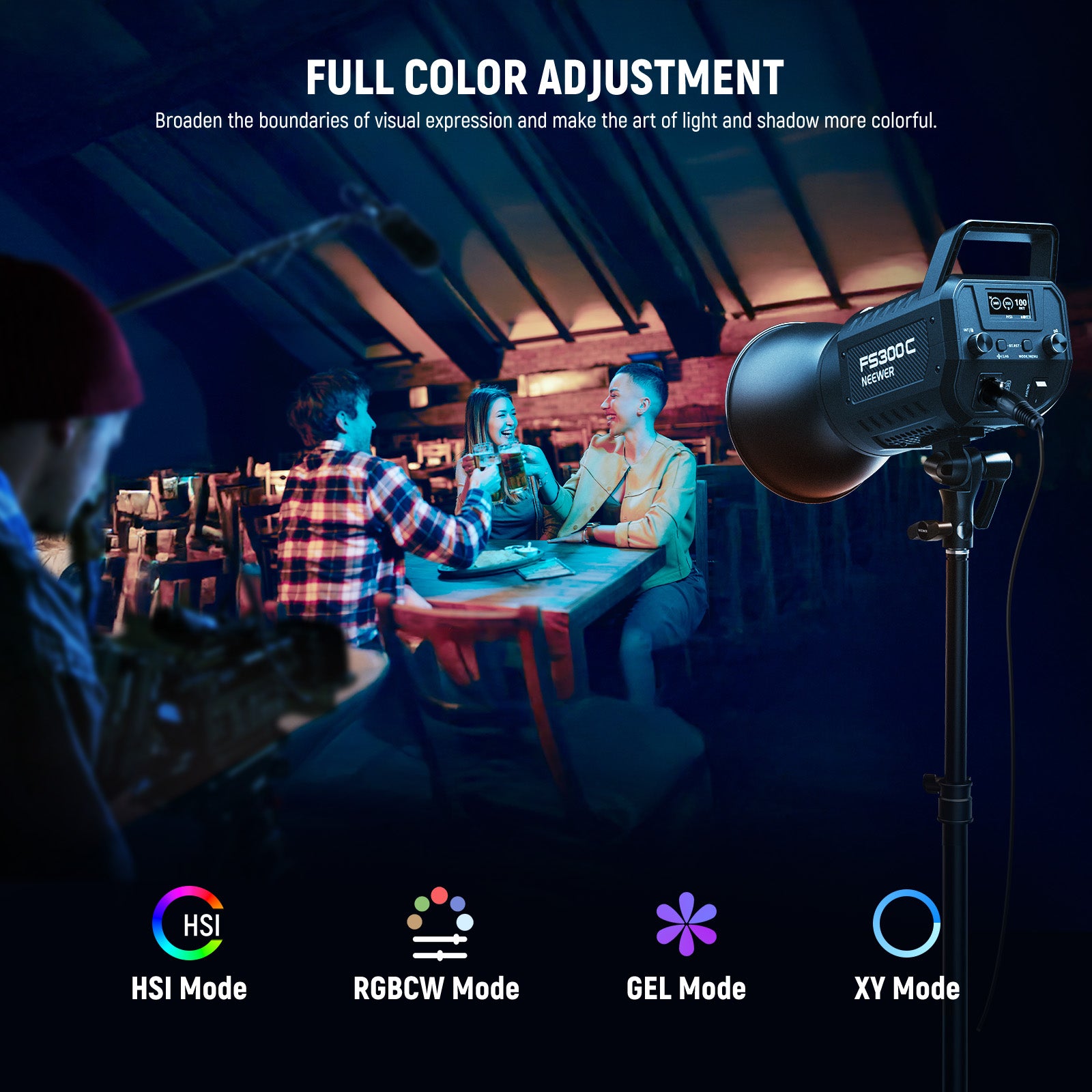 NEEWER FS300C 300W RGB LED Video Light - Professional Studio Lighting for Photography, YouTube Videos & Live Streaming - Perfect for Content Creators, Vloggers & Filmmakers
