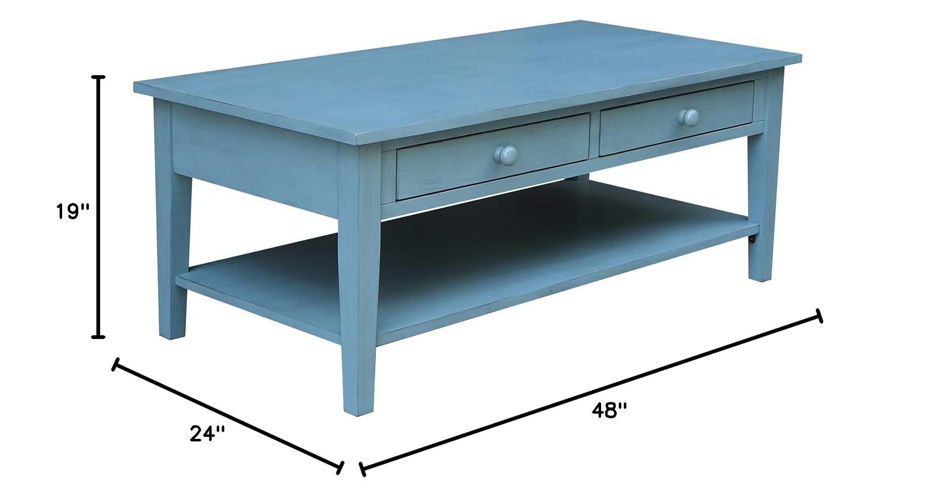 IC International Concepts Solid Wood Spencer Coffee Table - Modern Living Room Centerpiece for Home Decor & Entertainment