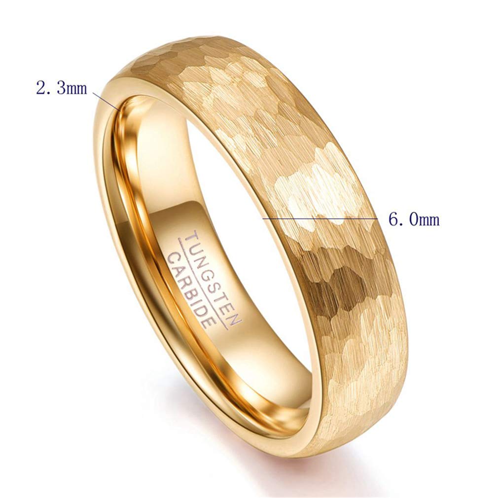 6mm Tungsten Carbide Wedding Rings for Men & Women - 2.3mm Thick Durable Gold Band - Perfect Father's Day Gift, Anniversary Jewelry for Couples - Ideal for Everyday Wear, Special Occasions & Romantic Proposals