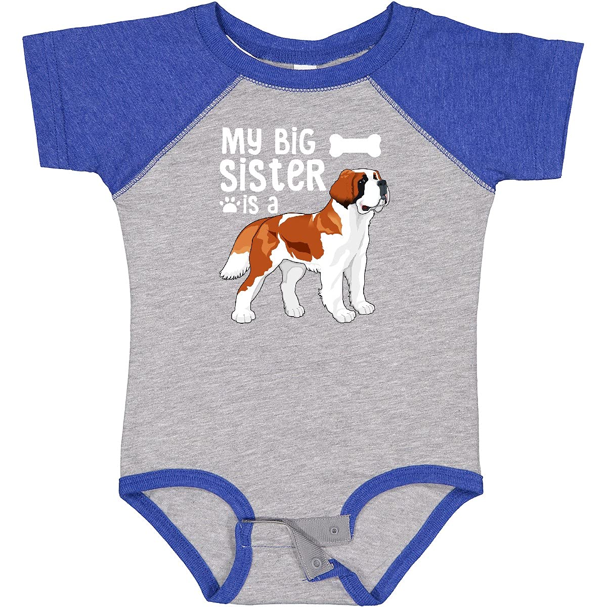 Inktastic My Big Sister is a Saint Bernard (White) Baby Bodysuit - Cute Matching Sibling Outfit for Newborns & Toddlers - Perfect for Family Photos, Birth Announcements & Sibling Bonding Moments