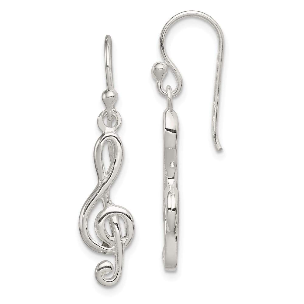 Sterling Silver Music Treble Clef Shepherd Hook Earrings for Women - Elegant Musical Note Dangle Earrings for Performers, Music Lovers & Gift Giving