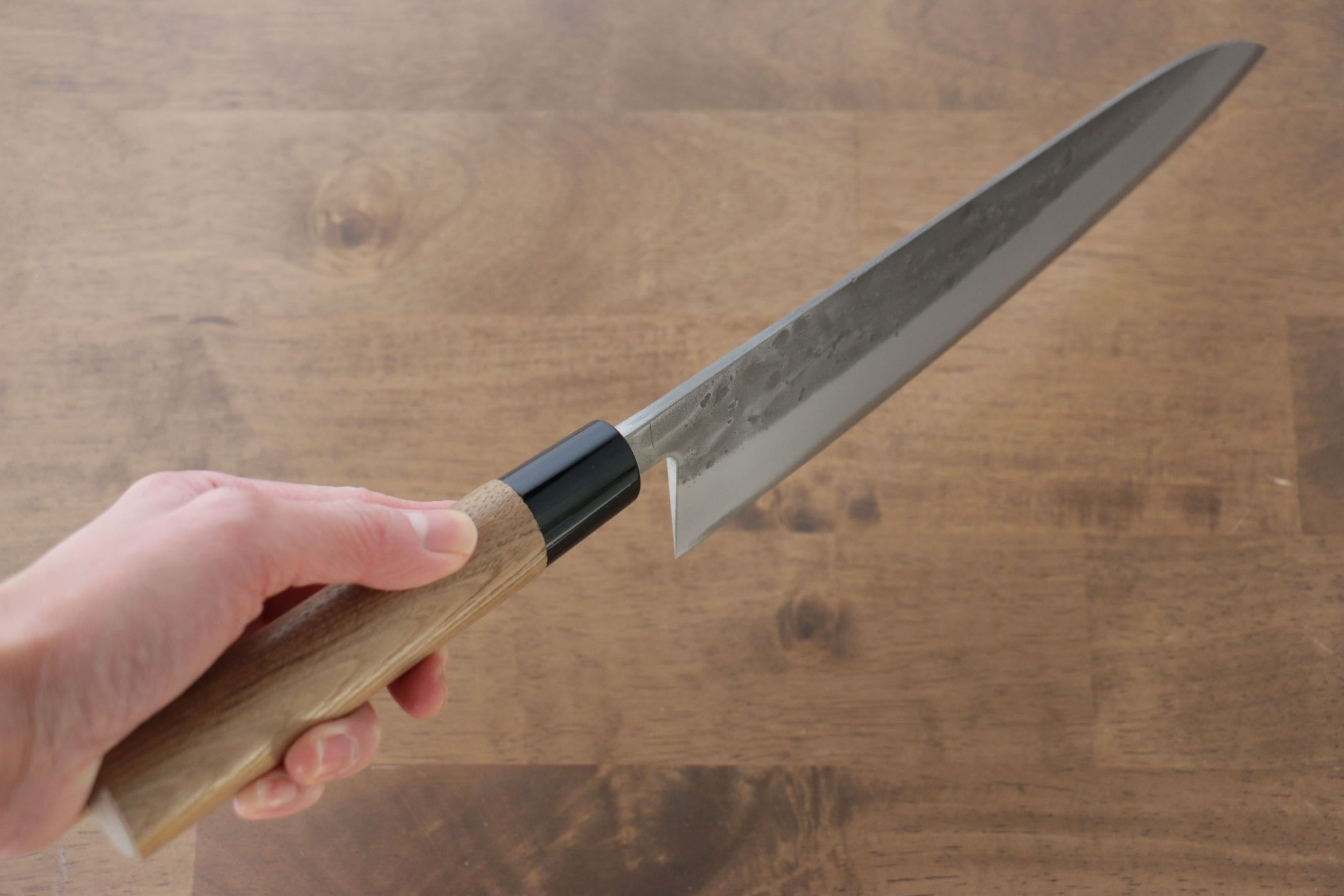 Premium Seisuke Blue Steel No.2 Nashiji Gyuto Japanese Chef Knife 240mm with Chestnut Handle - Perfect for Sushi, Meat Cutting & Professional Kitchen Use