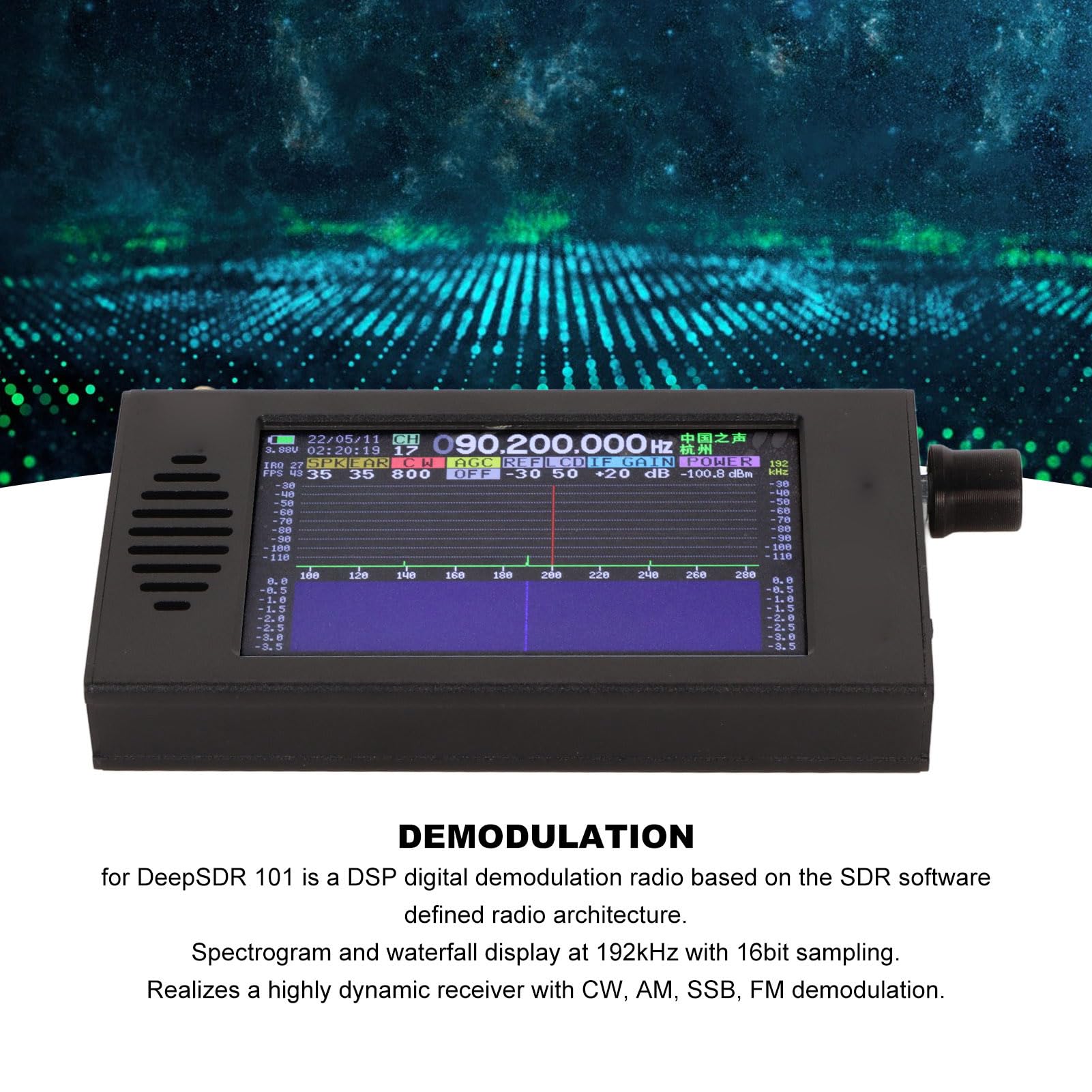 Portable Shortwave Radio Receiver - Ultra Low Noise DSP Digital Demodulation with FM/CW/AM/SSB - Ideal for Emergency Preparedness, Outdoor Adventures & Ham Radio Enthusiasts