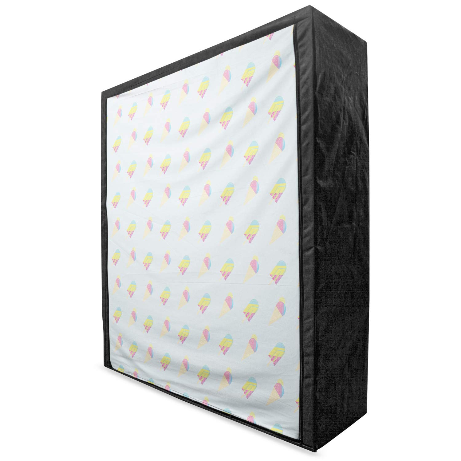 Ambesonne Ice Cream Portable Fabric Wardrobe - Pastel Abstract Ice Cream & Popsicles Pattern, 59