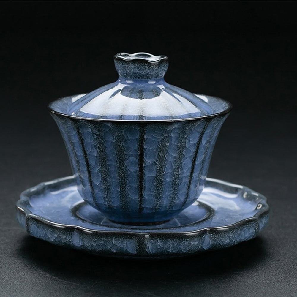 Premium Blue Ceramic Tea Set with Ice Crack Design - Elegant Tea Cups & Teapot for Home, Office, or Gift Giving - Perfect for Afternoon Tea, Relaxation & Hosting Guests