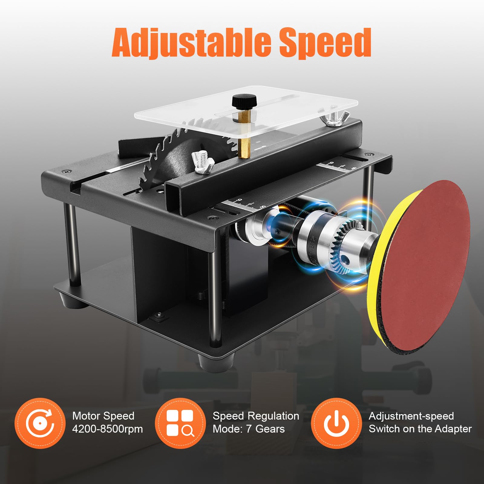 200W 8500RPM Mini Table Saw for Crafts - Multi-Functional Cutting Bench with Speed Regulation | Perfect for Woodworking, DIY Projects & Home Renovations
