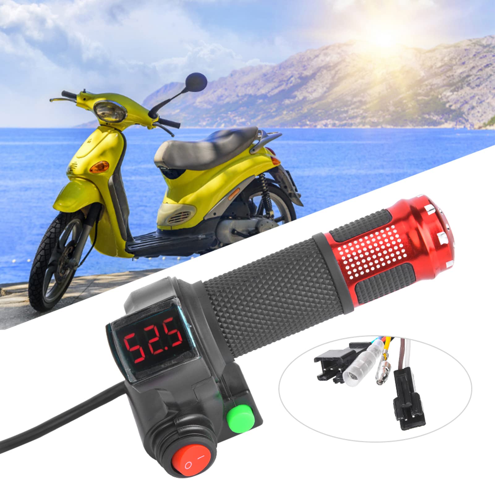 Universal Thumb Throttle with Red LED Voltage Display (12-99V) - Compatible with Electric Scooters, Bikes & ATVs - Perfect for Commuting, Off-Roading & DIY Electric Vehicle Modifications