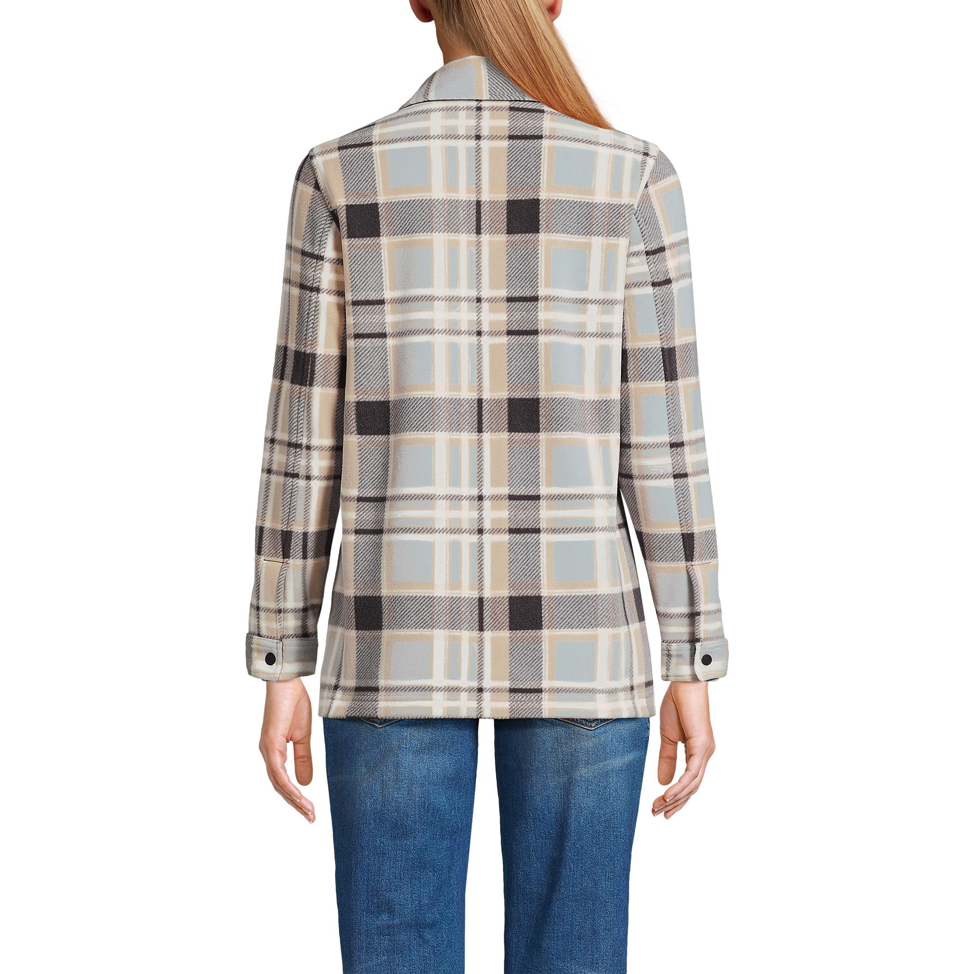 Lands' End Women's Anyweather Fleece Shirt Jacket - Lightweight Warm Fleece Lined Shirt for Outdoor Hiking, Camping & Casual Wear