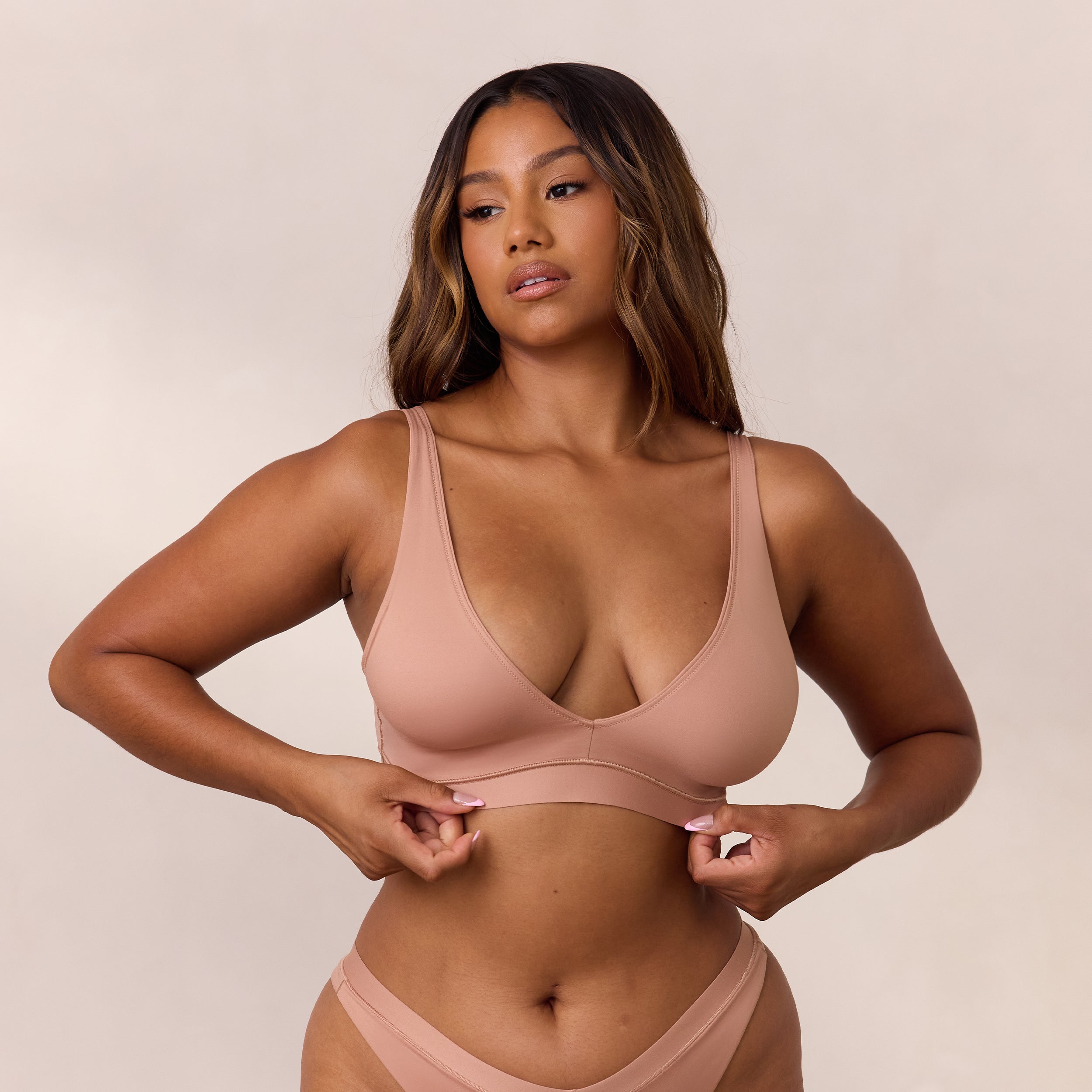 Everyday Comfort Triangle Bra - Wireless Soft Lace Bralette for Women - Honey Color - Perfect for Yoga, Lounge & Sleep
