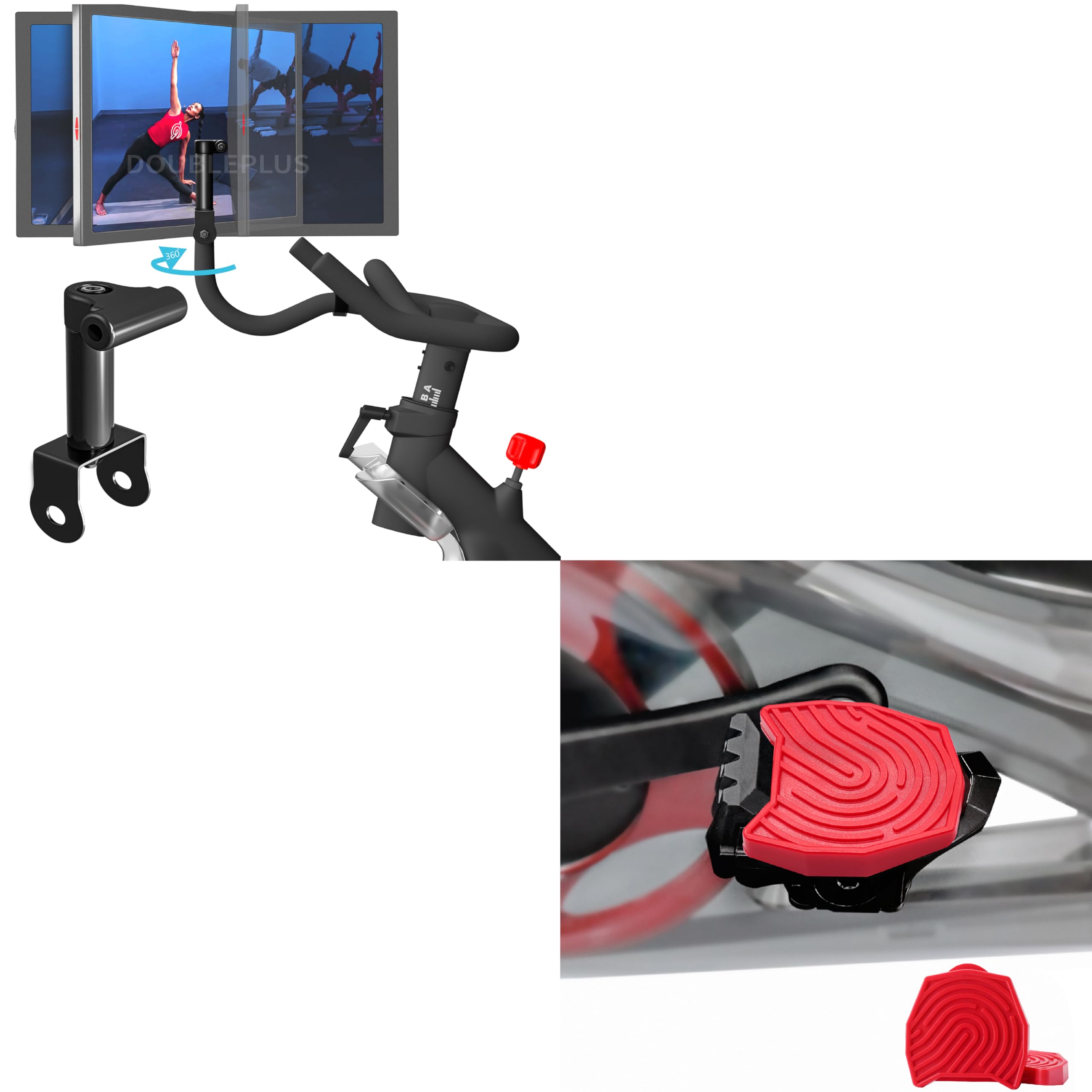 Peloton Bike Screen Swivel Mount - Compatible with Peloton OG Bike & Bike Plus, Adjustable Stand for Regular Shoes (Red) - Perfect for Home Gym Workouts & Cycling Classes