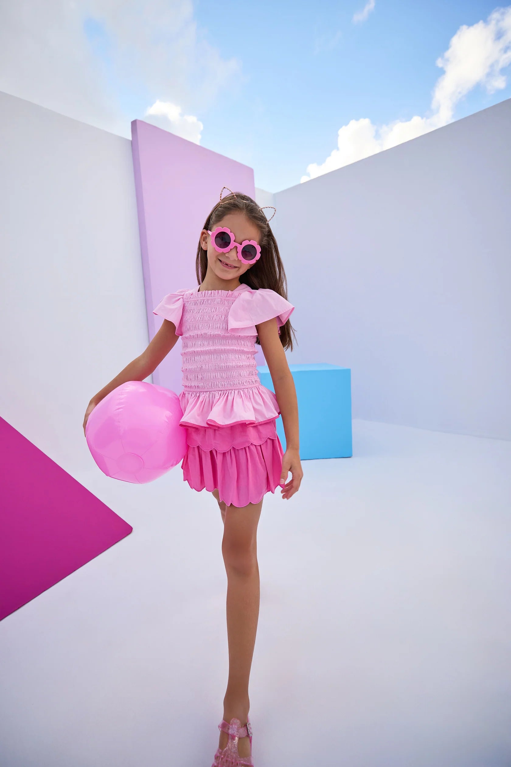 Bitsy Tiered Skort in Hot Pink | Women's Flowy Tennis Skirt with Built-in Shorts | Perfect for Golf, Yoga & Summer Outfits