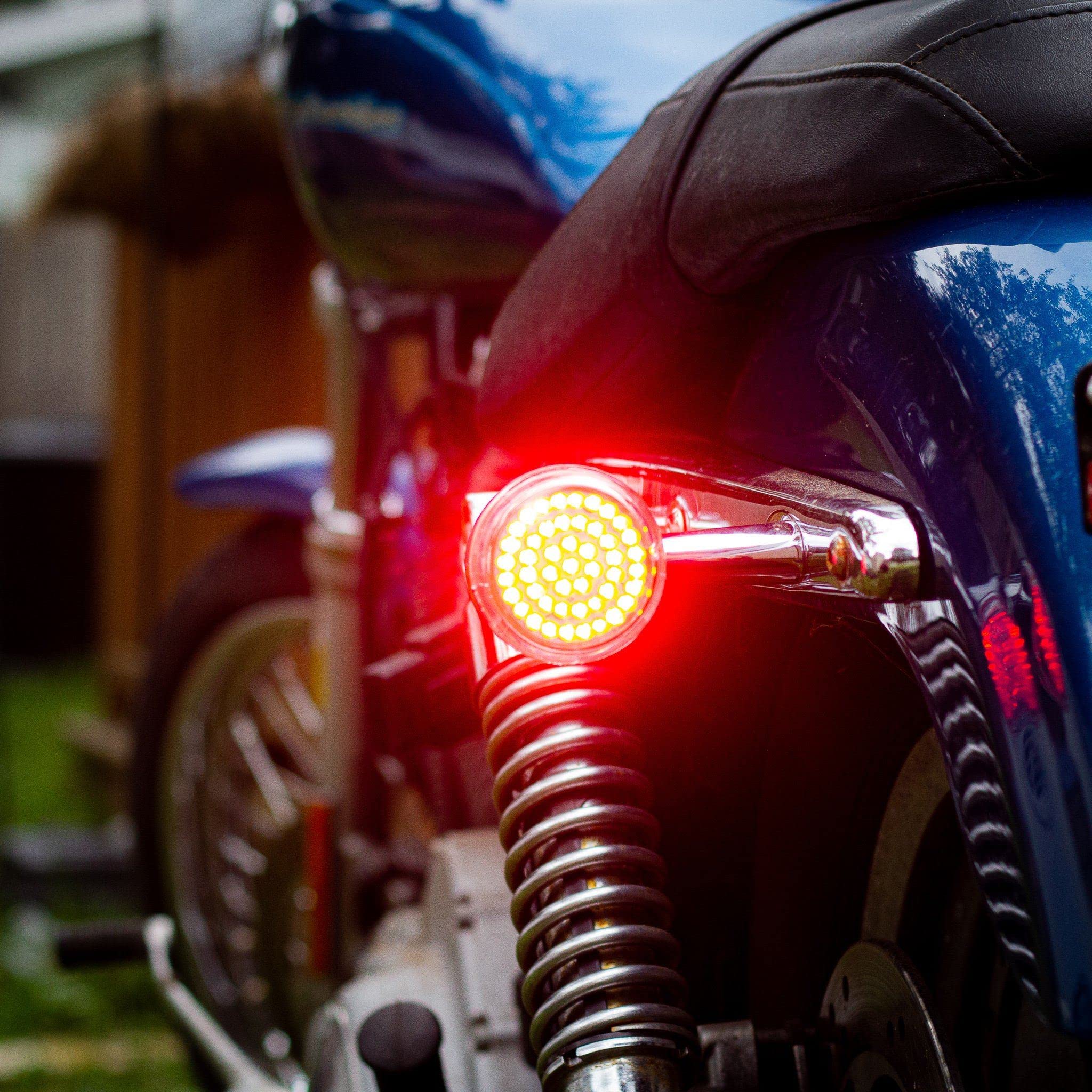 **Eagle Lights 8748RTS-C 2 Inch Rear LED Turn Signals with Halo Running & Brake Lights for Harley Davidson Motorcycles (Gen I / 1157 Base) - Red/Clear Lenses - Enhanced Visibility & Safety for Night Riding**