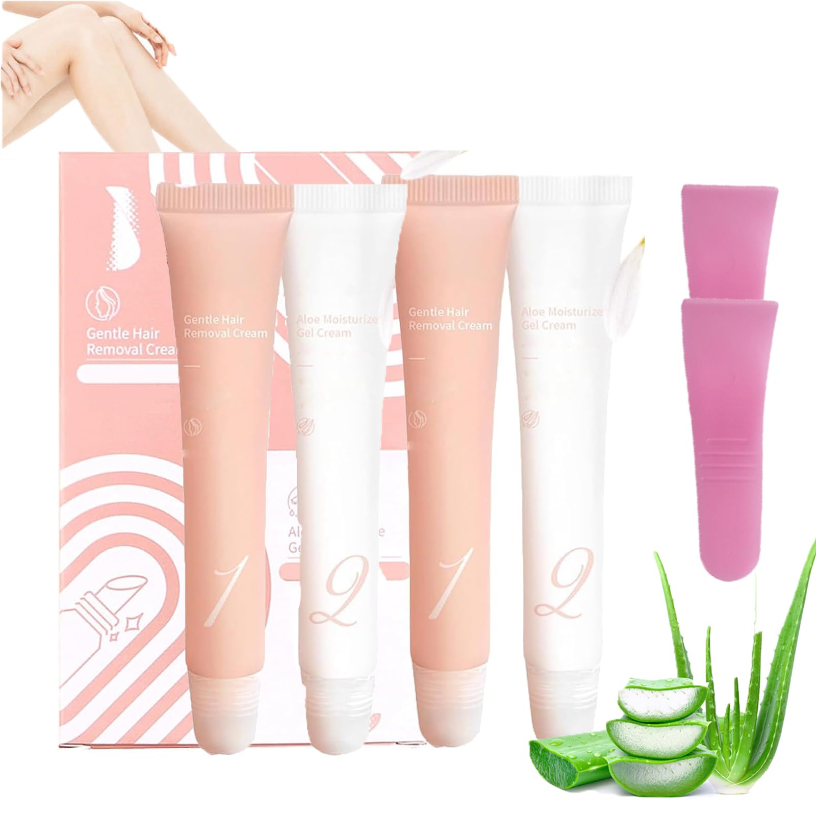 Auures 5 Minute Hair Removal Cream Kit for Women - Silklip Face Hair Remover (2 Pack) | Painless & Fast Hair Removal for Smooth Skin | Perfect for Facial, Arms, Legs & Bikini Line