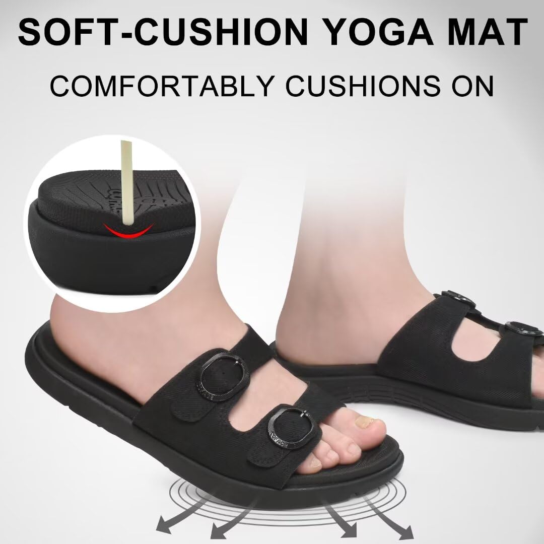 **COFACE Women's Orthotic Slides - Plantar Fasciitis Relief, Arch Support Flat Sandals with Adjustable Straps - Soft Cushion Yoga Slippers for Home, Gym & Travel**