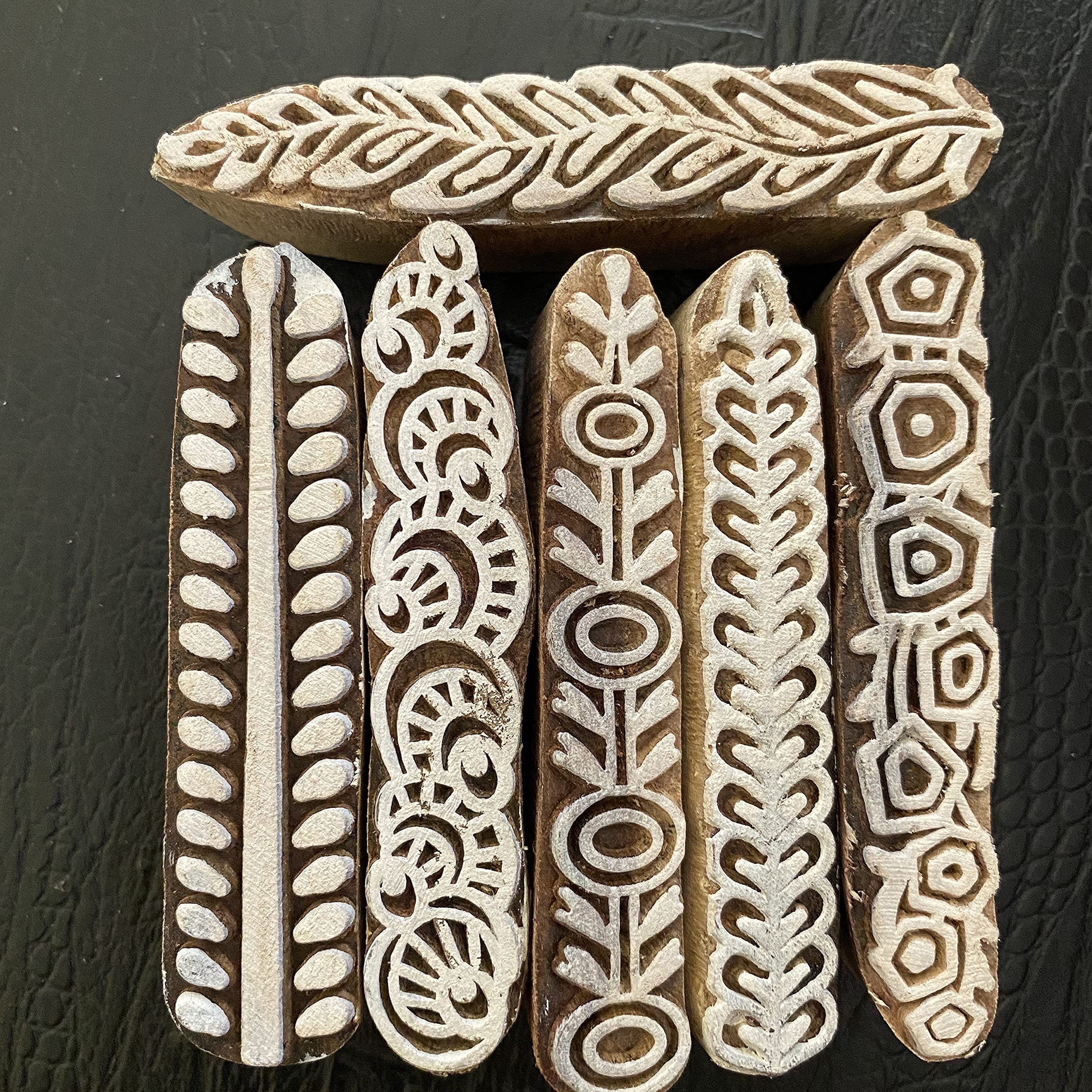 AnNafi® Henna Tattoo Stamps Set - 10 Stylish Border & 5 Traditional Mandala Wooden Mehendi Blocks for DIY Body Art, Handmade Crafts, and Festival Decorations