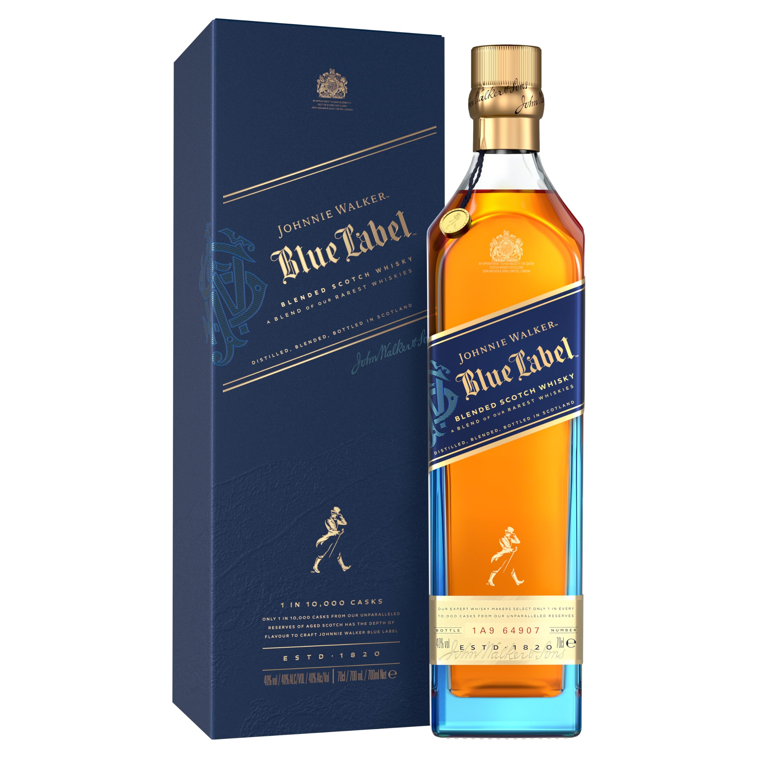Blue Label Blended Scotch Whisky Empty Bottle & Box - Premium Collectible for Home Bar Display, Whisky Memorabilia, and Gift Packaging