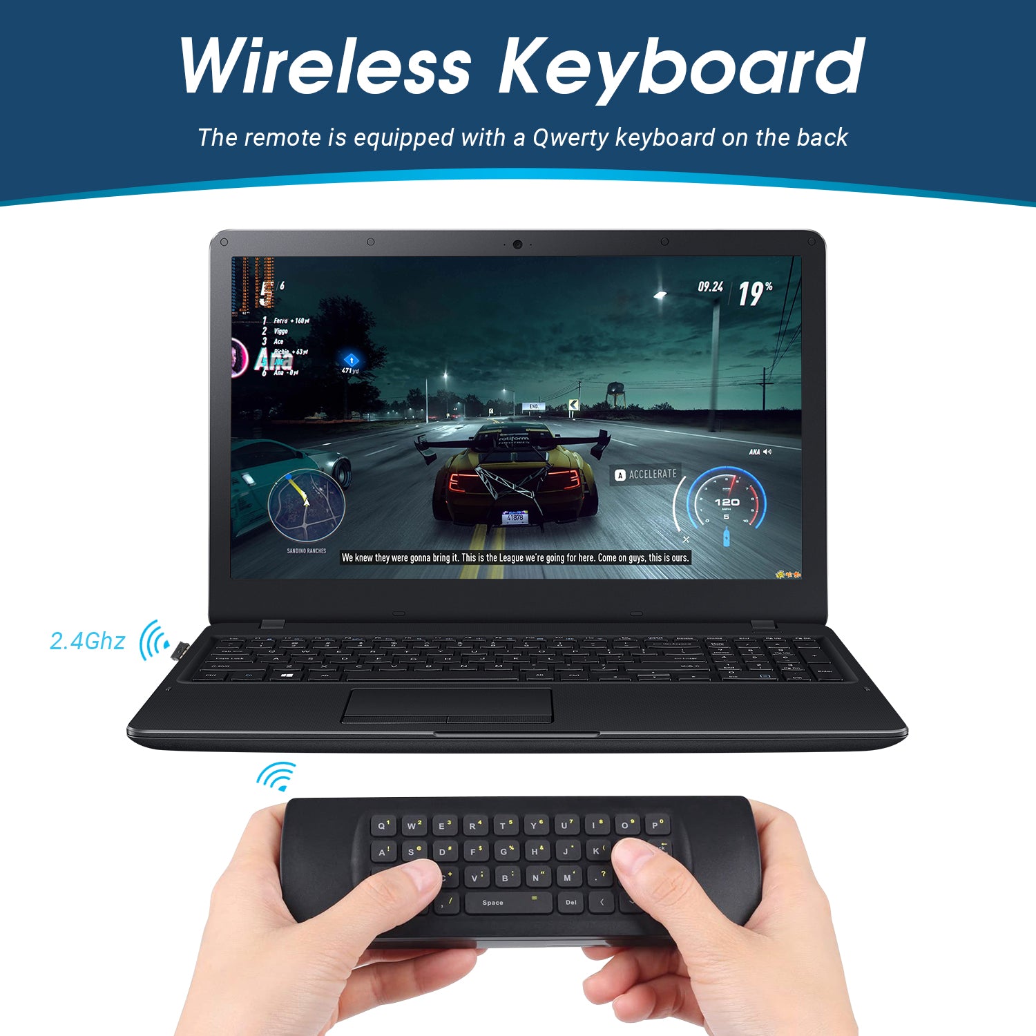 Wireless USB Air Mouse with Keyboard Remote Control for PC, Laptop, Kodi, Raspberry Pi & Chromebook - Portable Mini PC Remote for Home Theater, Presentations & Smart TV - PCR500 Model
