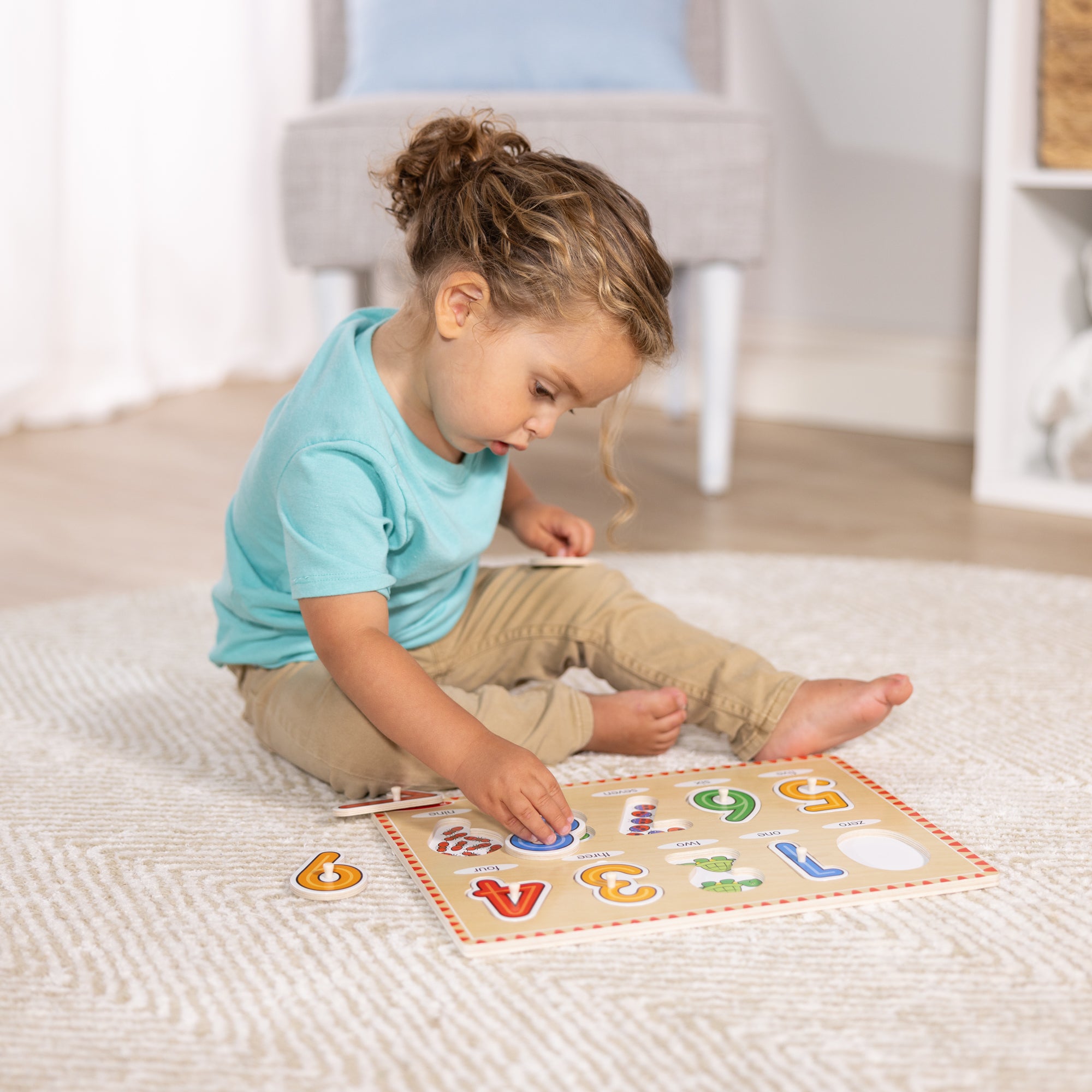 Lift & See Numbers Peg Puzzle - 10-Piece Wooden Counting Toy for Toddlers | Early Learning Math Activity for Preschool & Kindergarten