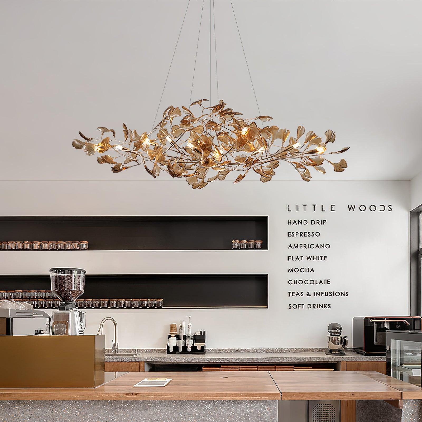 Elegant Acrylic Ginkgo Leaf Chandelier - Modern Gold Leaf Ceiling Light Fixture for Dining Room, Bedroom & Living Room Decor