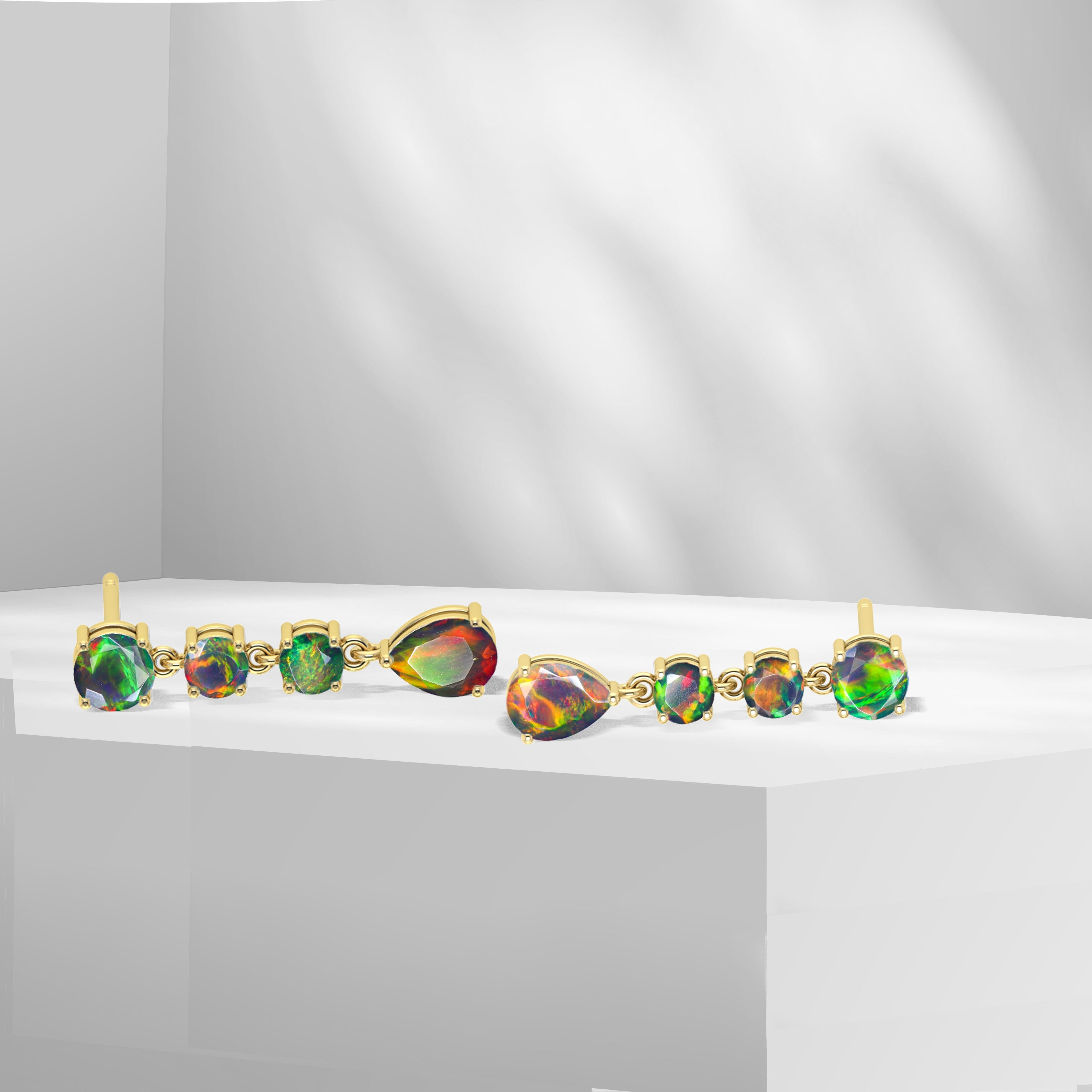 White Fire Opal Stud Earrings for Women - Genuine Natural Gemstone Jewelry Gift for Birthday, Anniversary & Everyday Wear