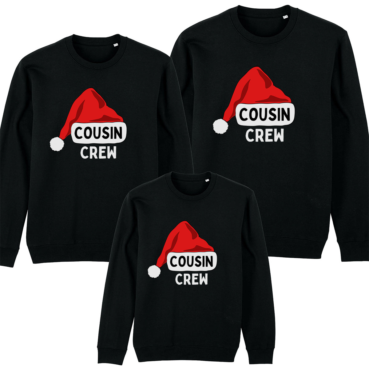 Cousin Crew Santa Matching Christmas Sweatshirts - Family Holiday Outfits for Christmas Photos & Festive Gatherings