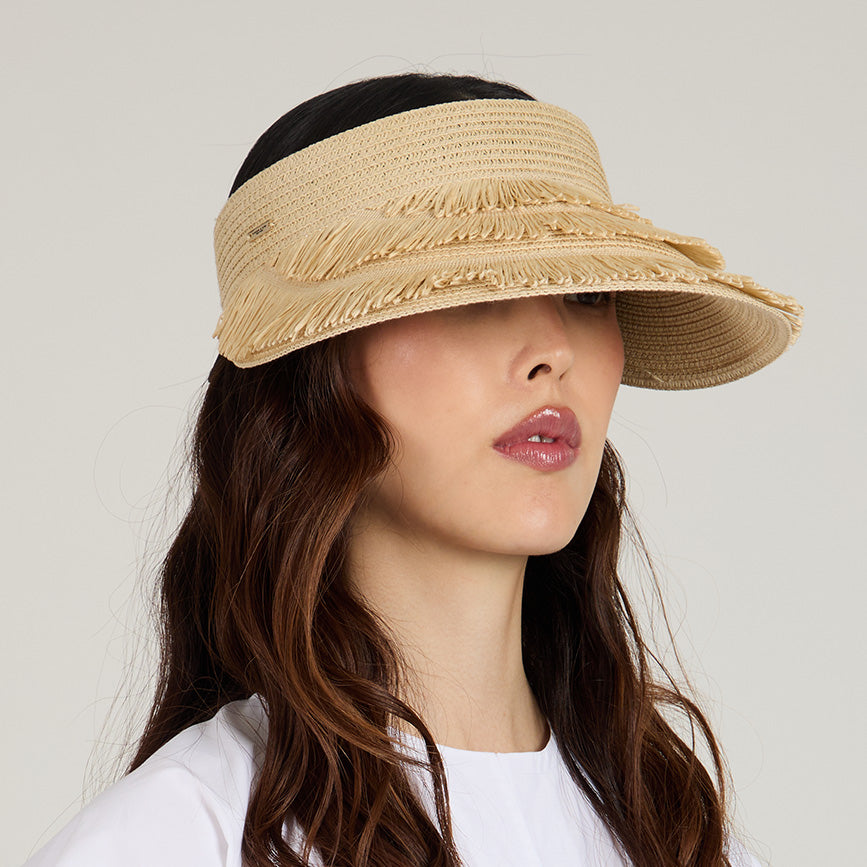 Lexi Lacquered Straw Visor Hat - Stylish Sun Protection for Women - Perfect for Beach, Pool, and Summer Outdoor Activities