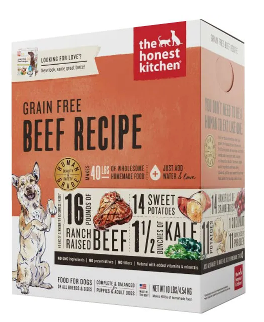 The Honest Kitchen Grain-Free Dehydrated Beef Dog Food - High Protein, All-Natural Nutrition for Active & Senior Dogs - Perfect for Travel, Camping & Daily Meals