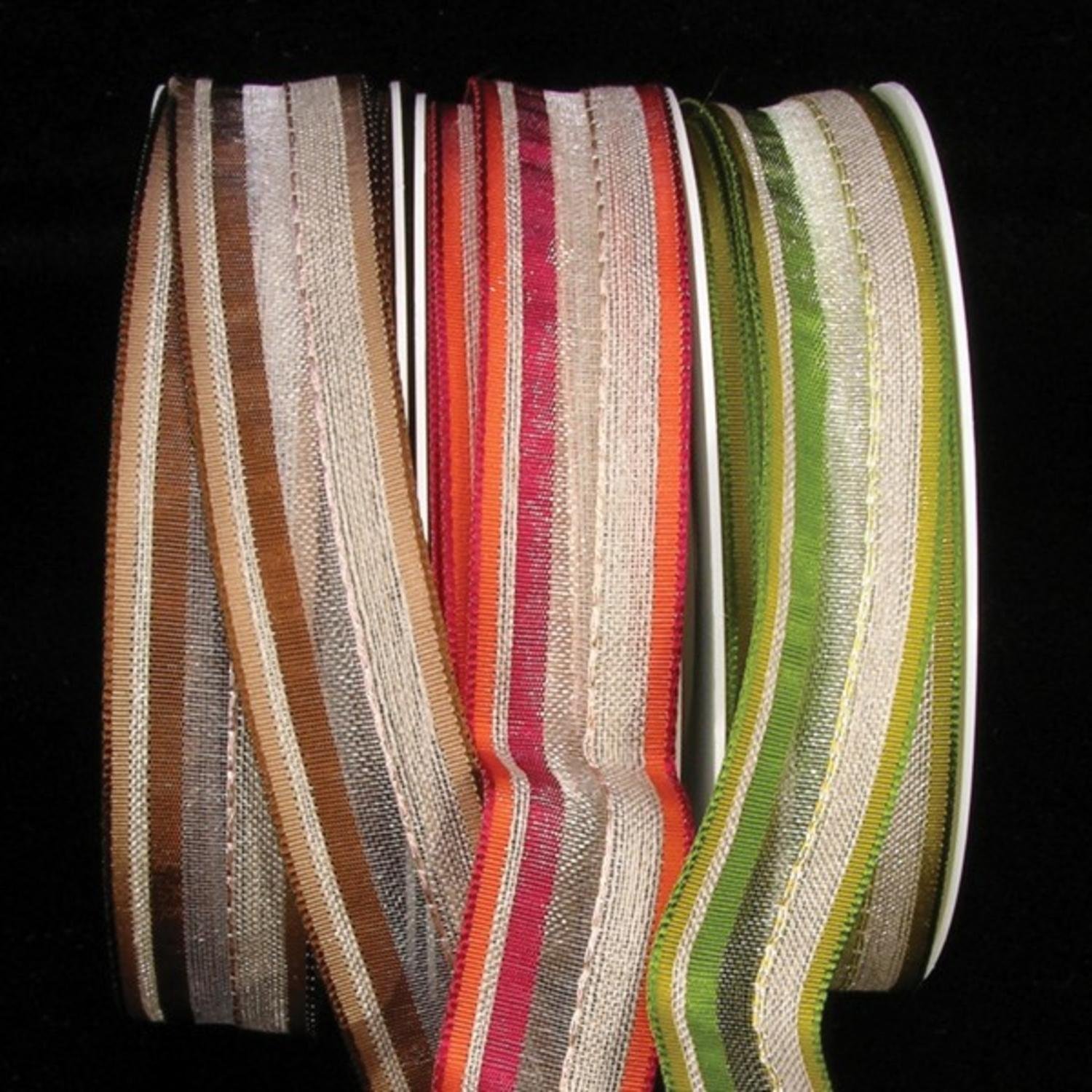 Premium Green Linen Wired Craft Ribbon - 1 Inch x 27 Yards - Decorative Gift Wrapping, Floral Arrangements & DIY Scrapbooking Supplies
