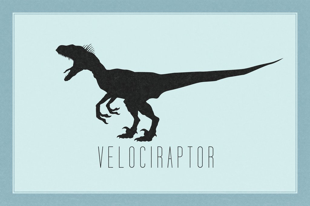 Velociraptor Blue Dinosaur Poster - 18x12 Inch Dino Wall Art for Kids Room Decor, Cool Dinosaur Prints for Bedroom & Nursery - Perfect for Jurassic Themed Parties, Classroom Decor, and Dinosaur Lovers